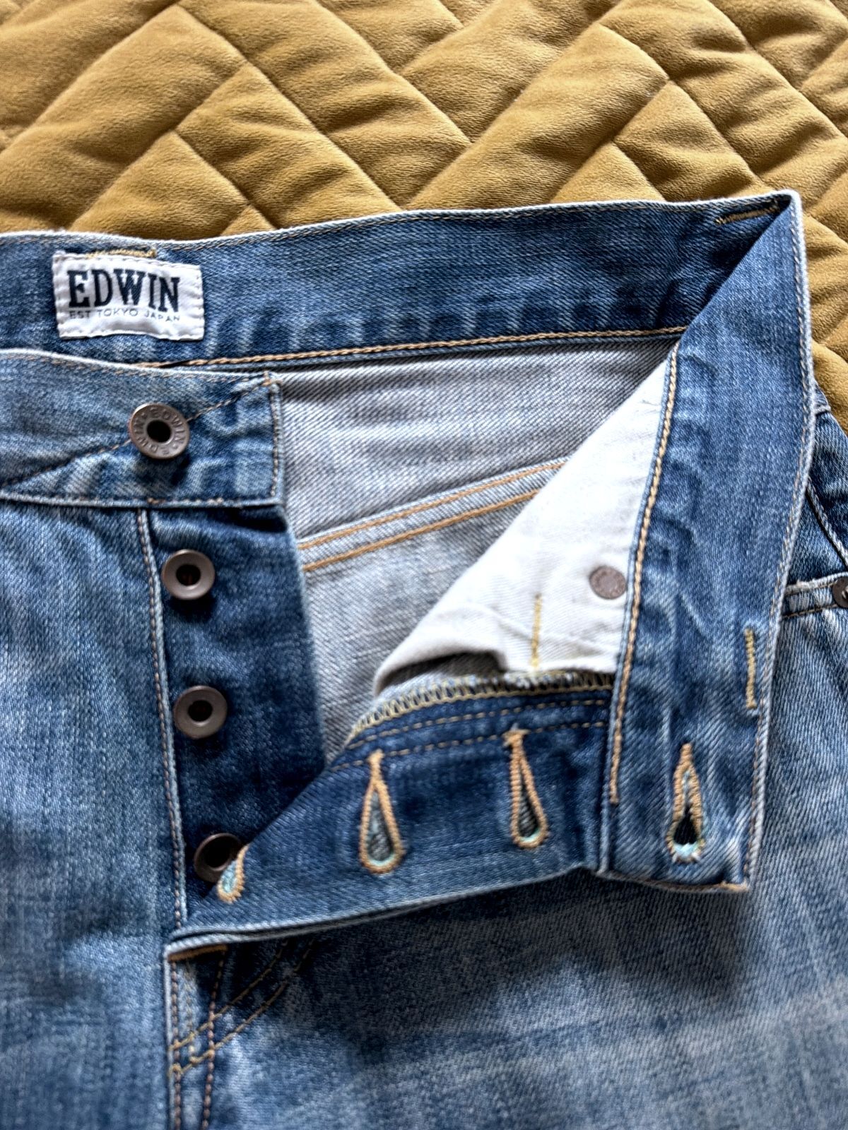 Men's Edwin ED-55 Relaxed Fit Distressed Effect Jeans In Navy - W30/L32 - 3755