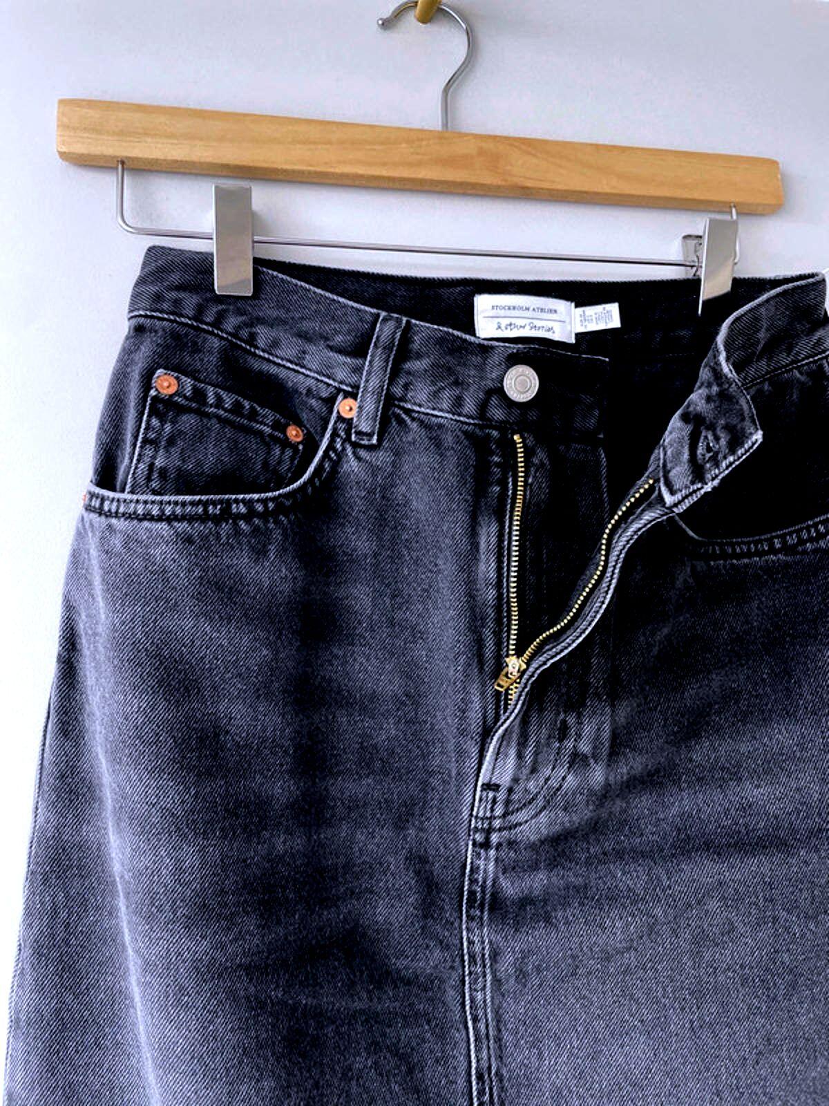 Women’s & Other Stories Long Denim Skirt In Black with Back Split - UK 6 - 1812