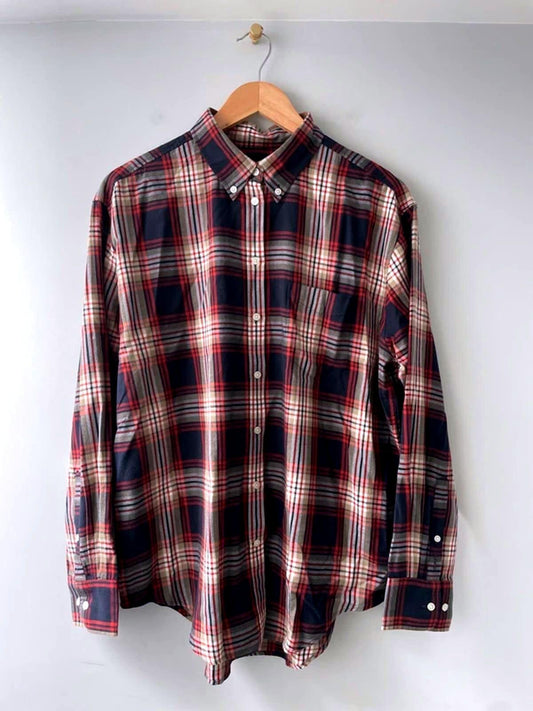 Women’s Gant Flannel Checked Relaxed Fit Brushed Cotton Shirt in Blue/Red - UK 10 - 2993