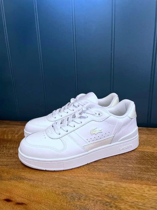Women’s Lacoste T-Clip Premium Leather Trainers in White - UK4 - 3097