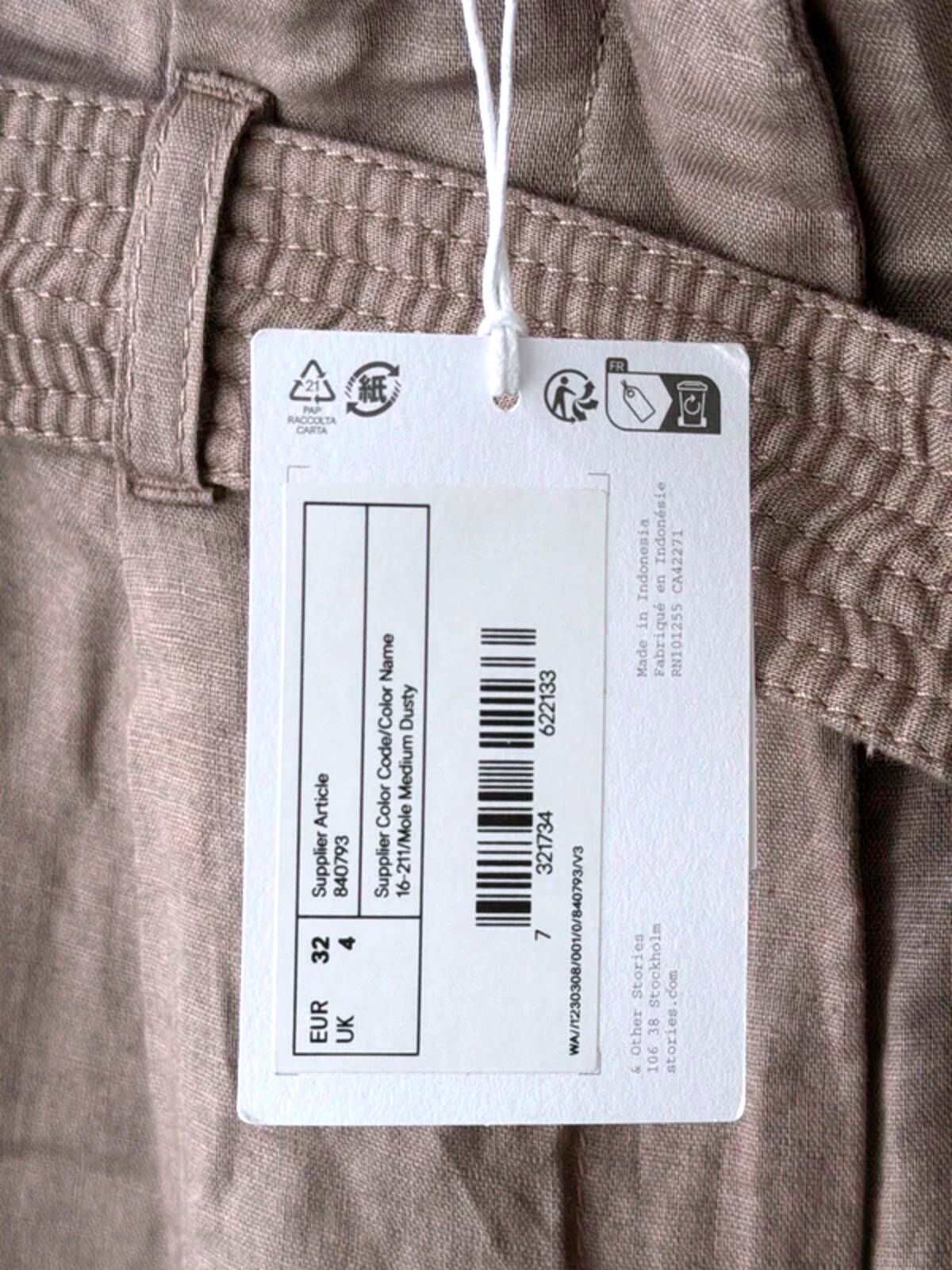 Women’s & Other Stories linen tie front High Waisted trousers - Uk4 - 3368