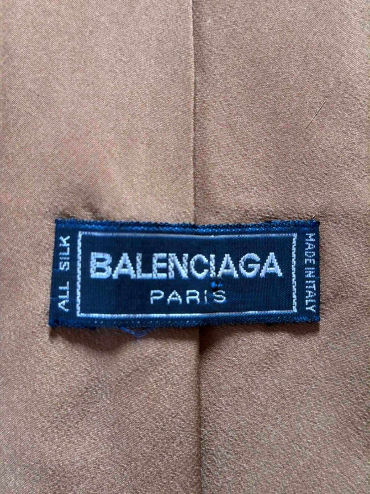 Balenciaga Vintage Rare Printed Silk Tie Made In Italy In Brown - 3329