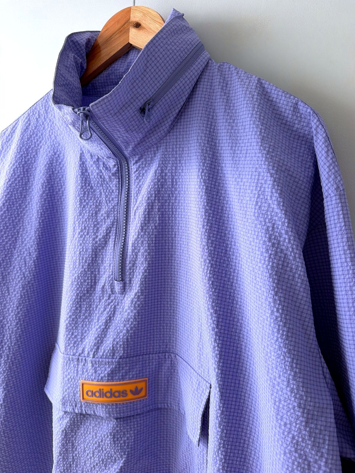 Men’s Adidas Oversized Fit Half Zip Pullover Jacket In Purple - Medium - 3569