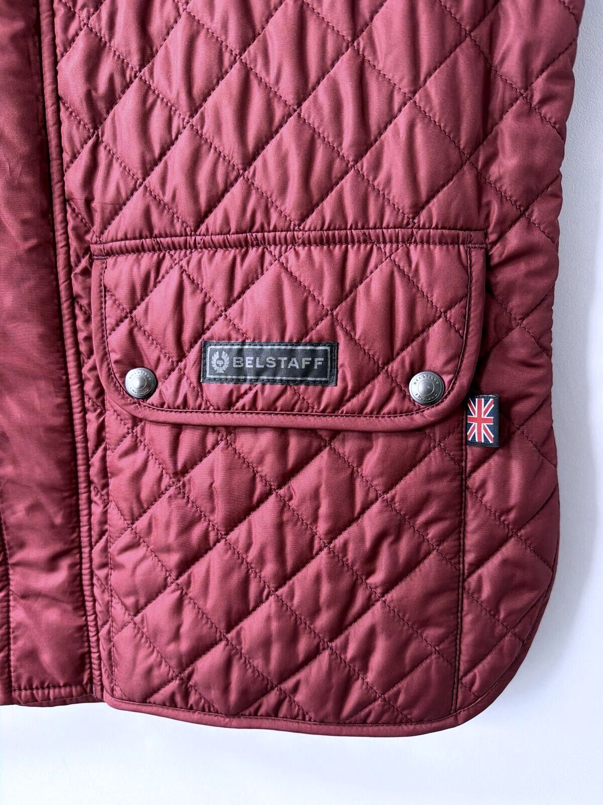 Mens Belstaff Quilted Sleeveless Gilet Vest in Burgundy - Large - 3529