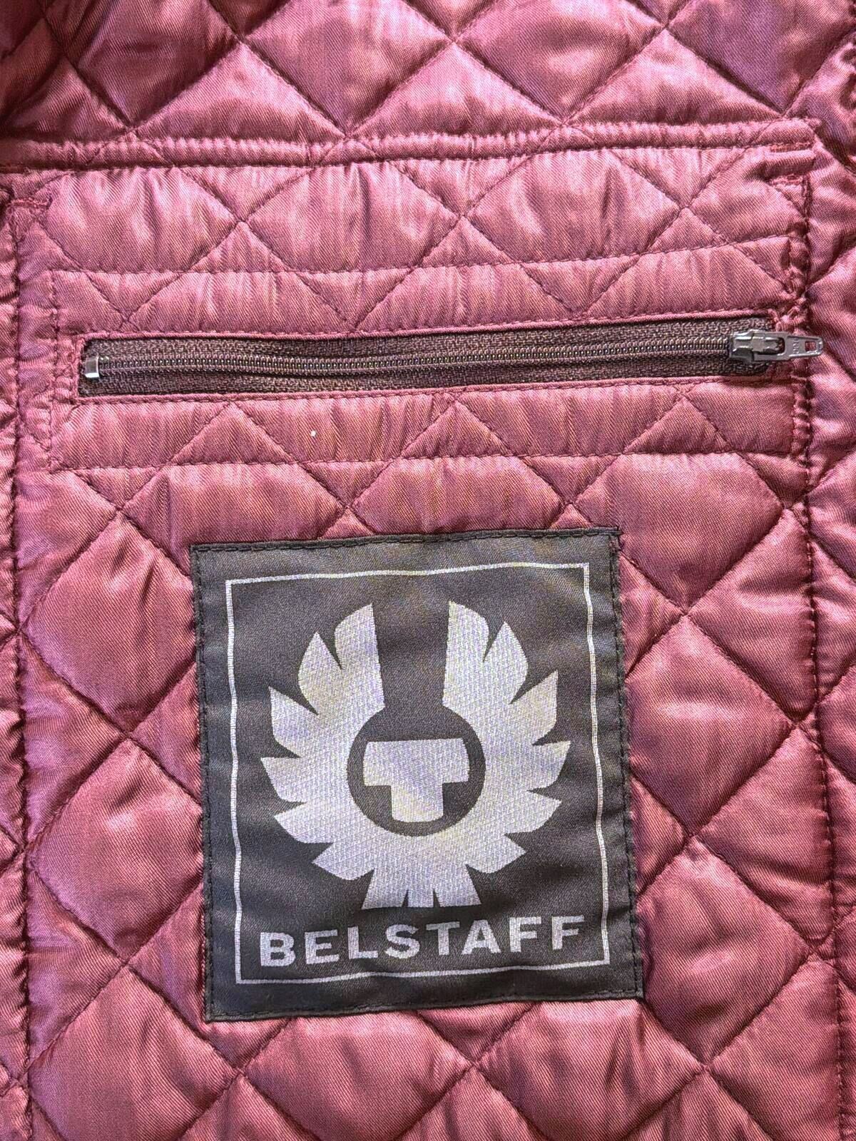 Mens Belstaff Quilted Sleeveless Gilet Vest in Burgundy - Large - 3529