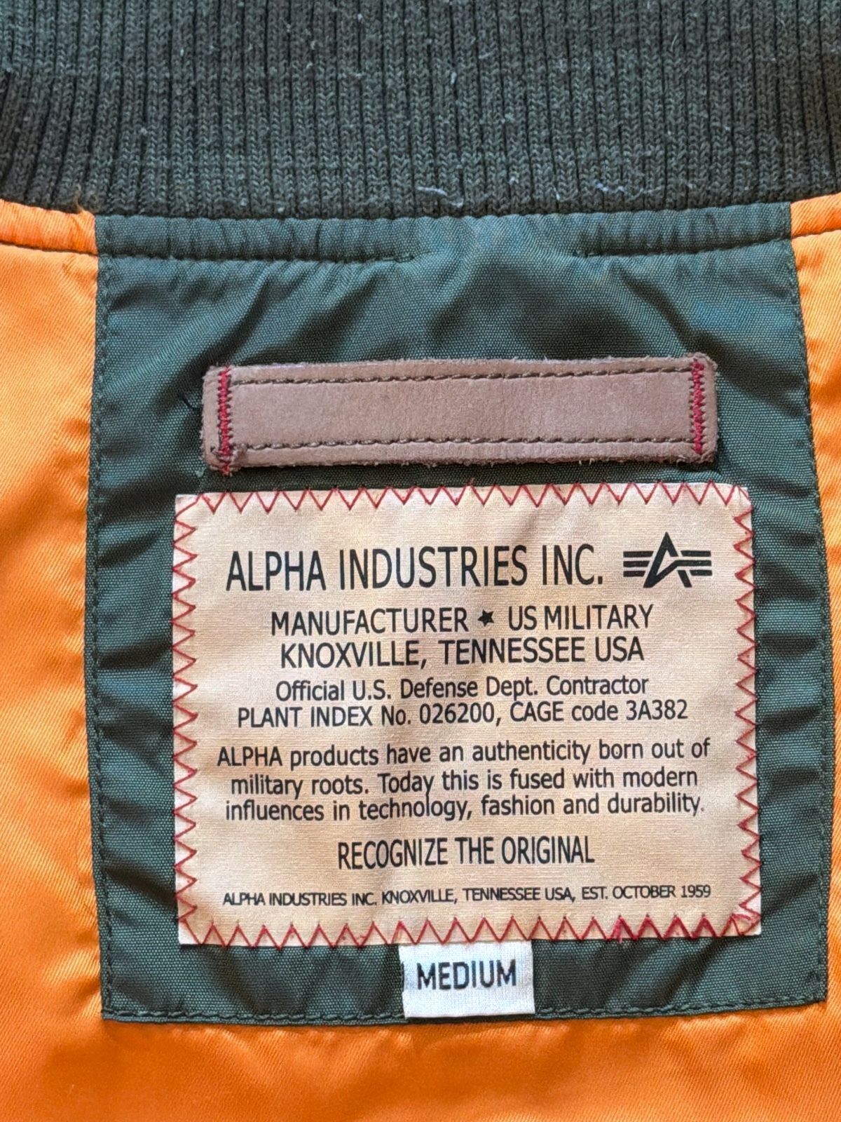 Men’s Alpha Industries MA-1 Bomber Jacket In Khaki - Medium - 3638