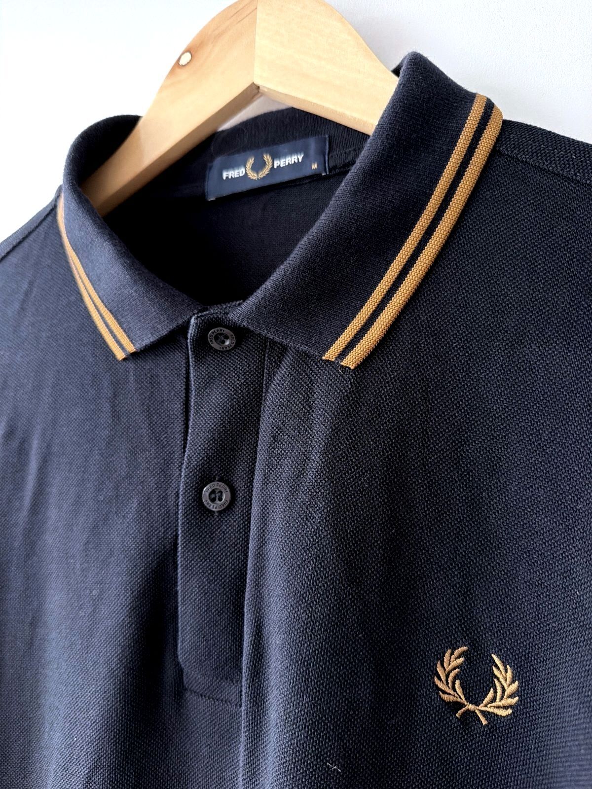 Men’s Fred Perry Long Sleeve Polo Shirt Top In Navy - Medium - 3645