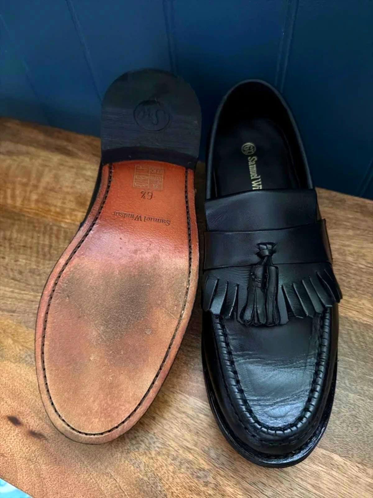 Women’s Samuel Windsor Premium Leather Tassel Loafers In Black - Uk6.5 - 3297