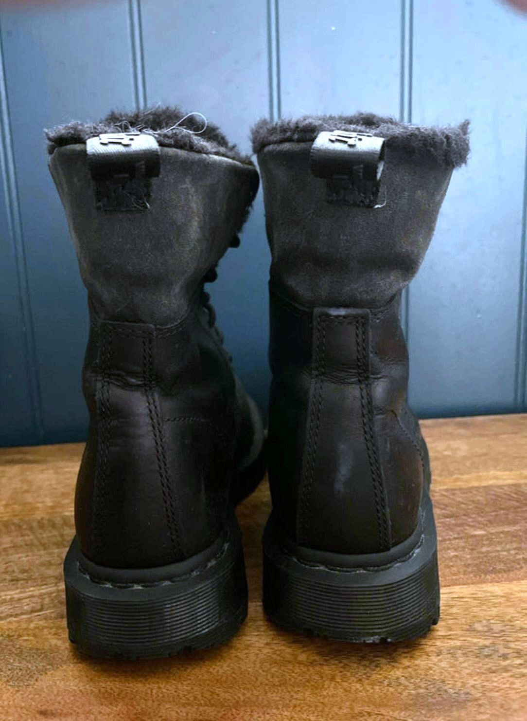 Women’s Dr Marten’s 1460 Kolbert Faux Fur Leather Boots In Black - UK5 - 2364