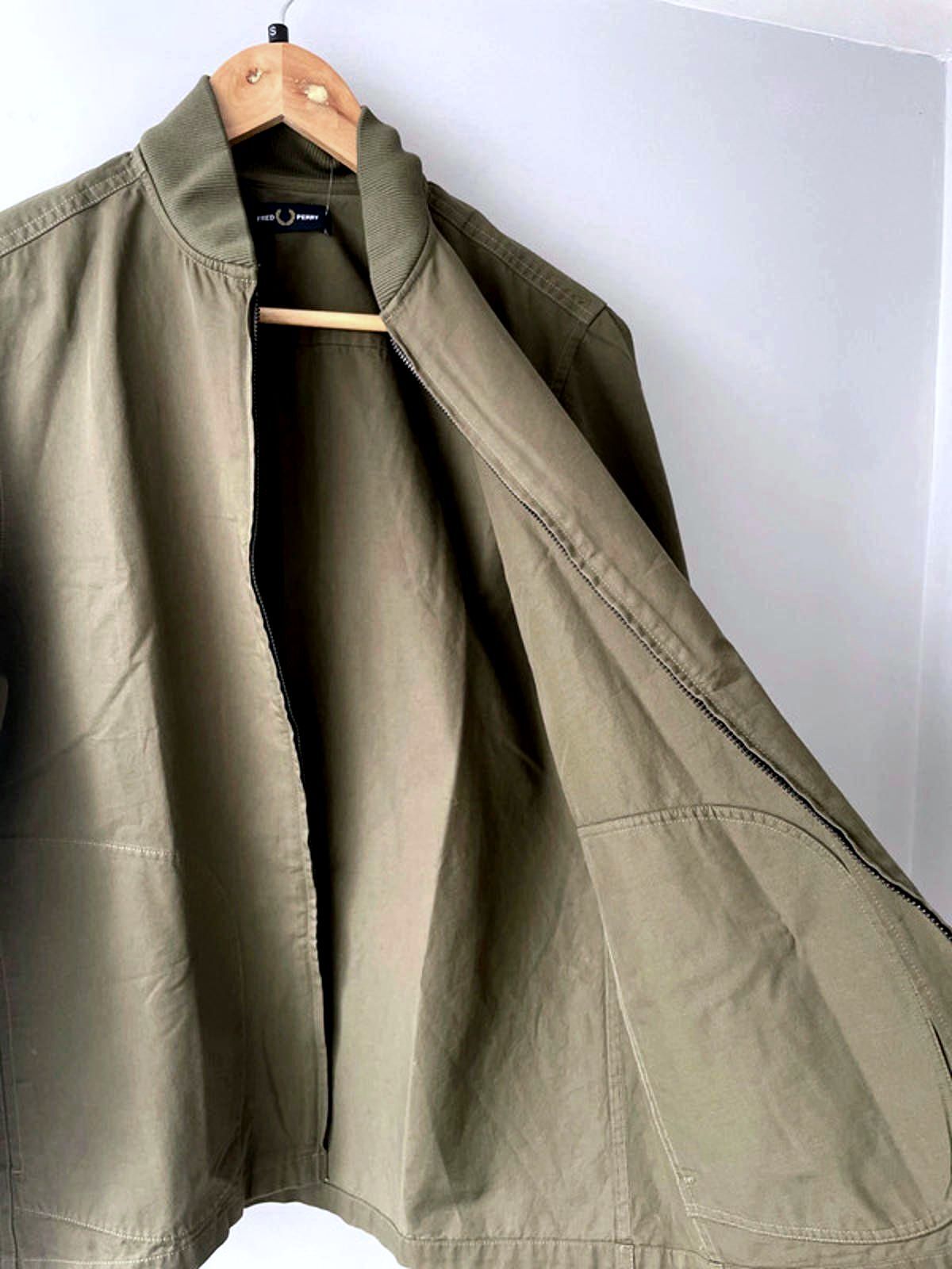 Men’s Fred Perry Zip Through Bomber Jacket Coat In Khaki - Small - 2057