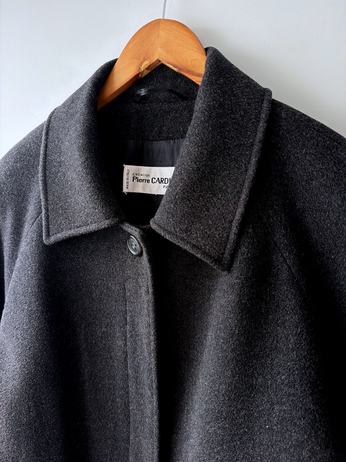 Men’s Pierre Cardin Vintage Made in Italy Wool Overcoat In Grey - Large - 3732
