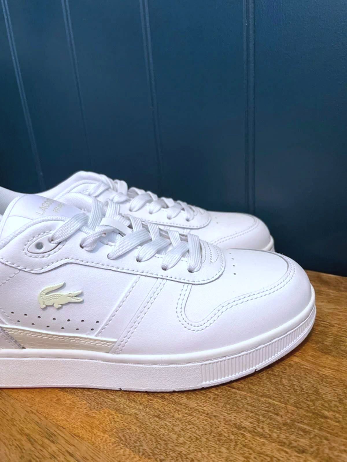 Women’s Lacoste T-Clip Premium Leather Trainers in White - UK4 - 3097