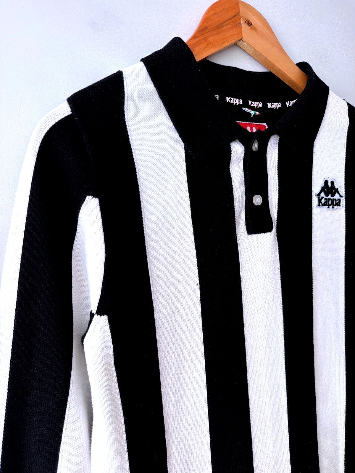 Women’s Kappa Black and White Stripe Long Sleeve Knitted Top  - Medium - 3568
