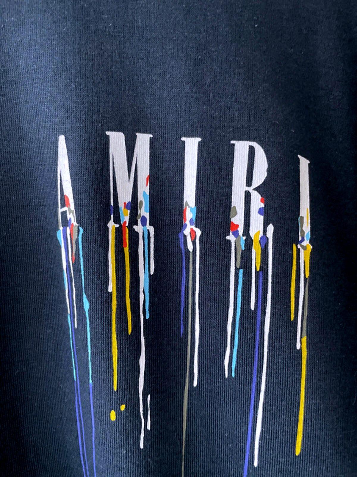 Men’s Amiri Long Sleeve Printed Crew Neck Sweatshirt Top In Navy - Small - 2721