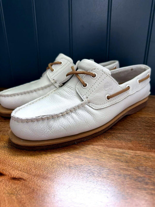 Men’s Timberland Premium leather Classic Boat Shoes In White - UK8 - 3539