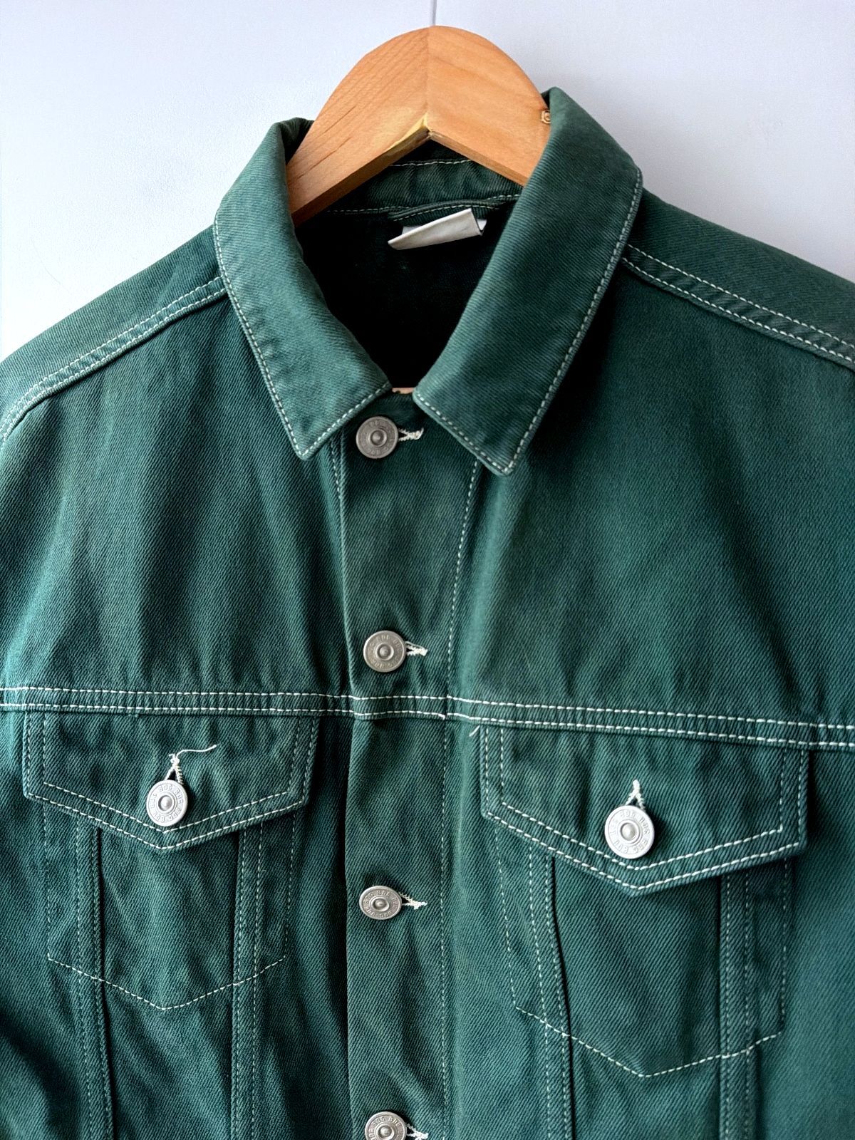 Men’s BDG Urban Outfitters Denim Trucker Jacket Coat In Green - Small - 3828