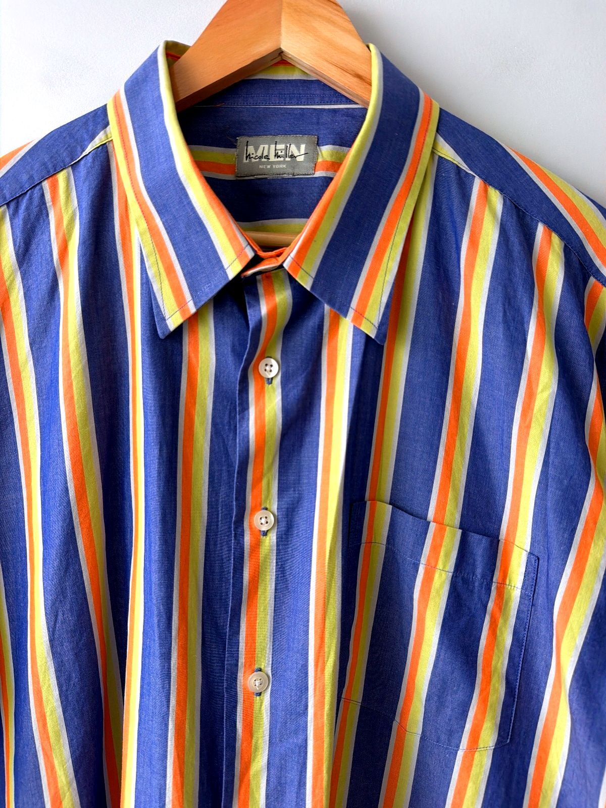 Mens Nicole Miller New York Oversized Fit Short Sleeve Striped Shirt - XLarge - 3609