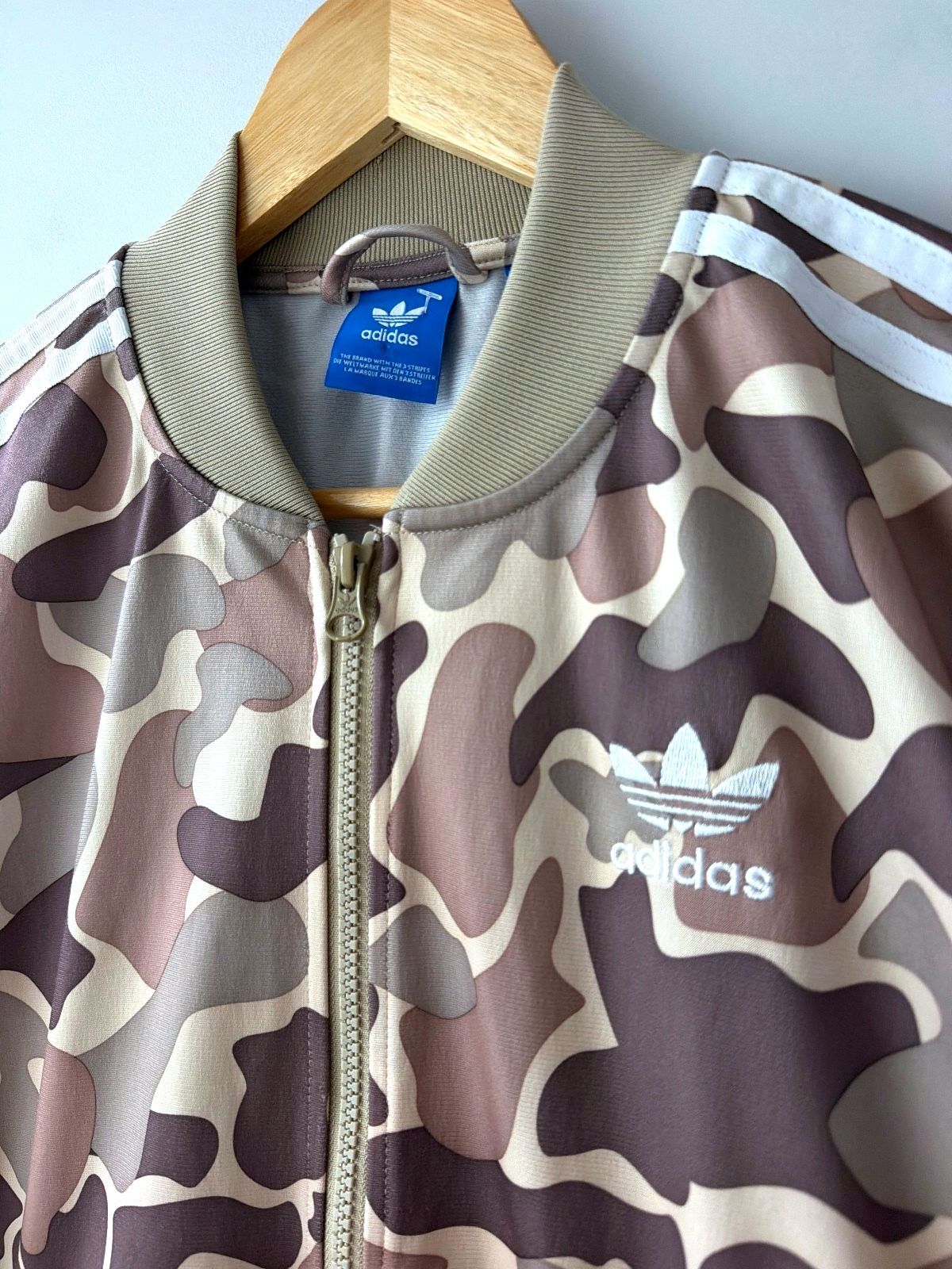 Women’s Adidas Camo Print Track Jacket Top In Brown - Uk8 - 3769