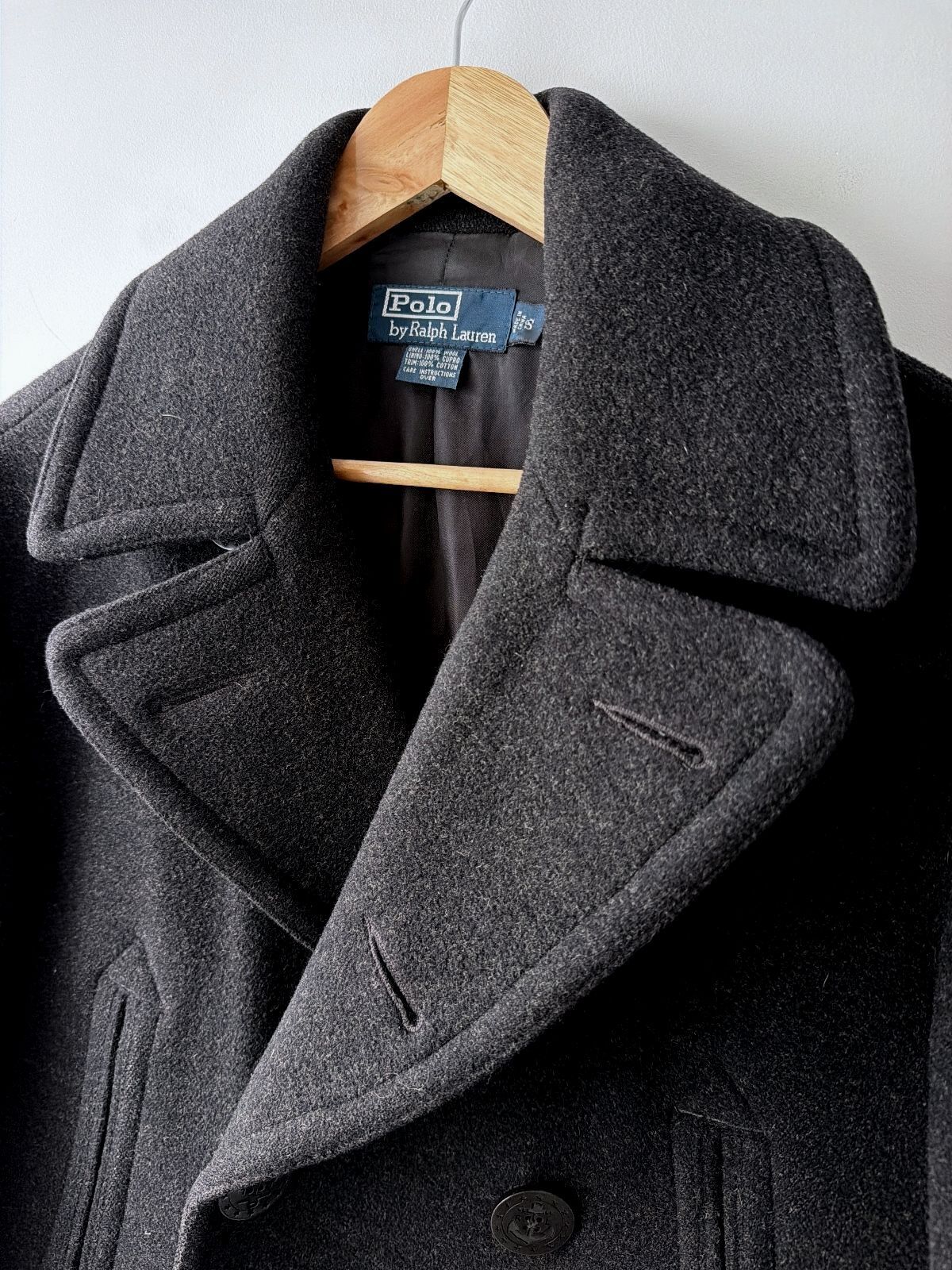 Women’s Ralph Lauren 100% Wool Pea Coat Jacket In Dark Grey - Small - 3760