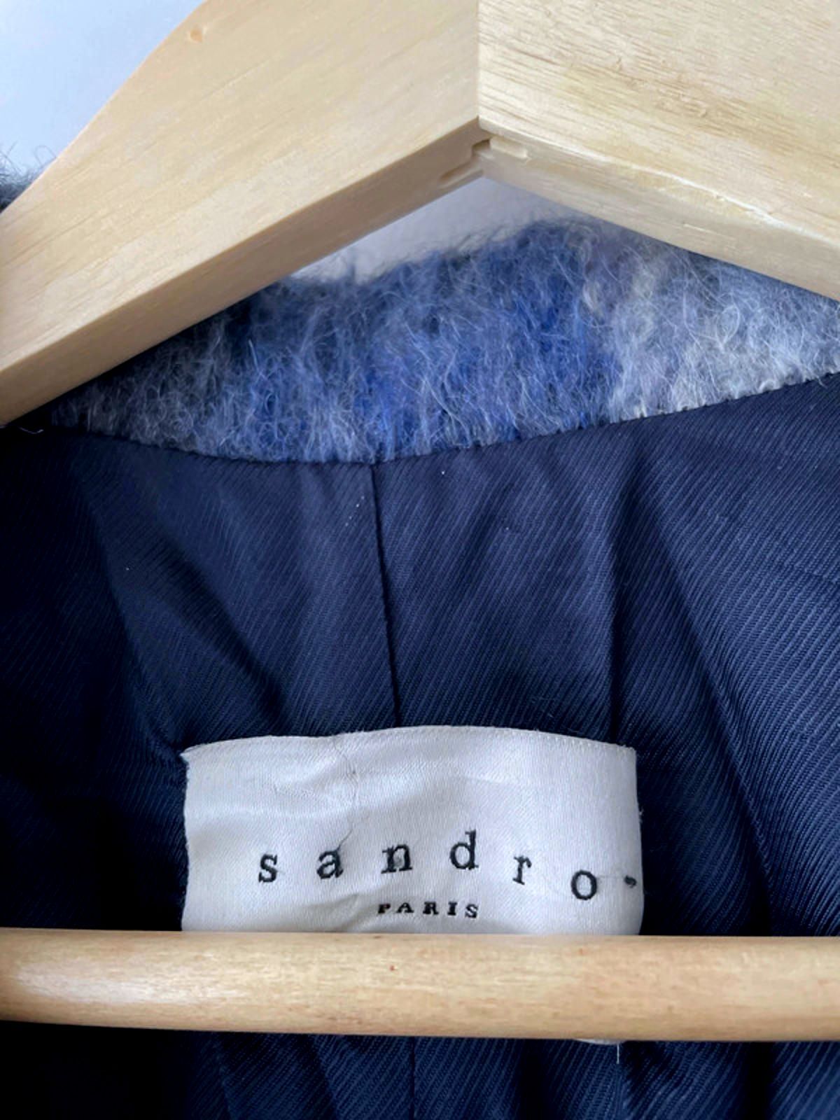 Women’s Sandro Paris Premium Mohair Check Coat Jacket In Navy - UK12 - 2371