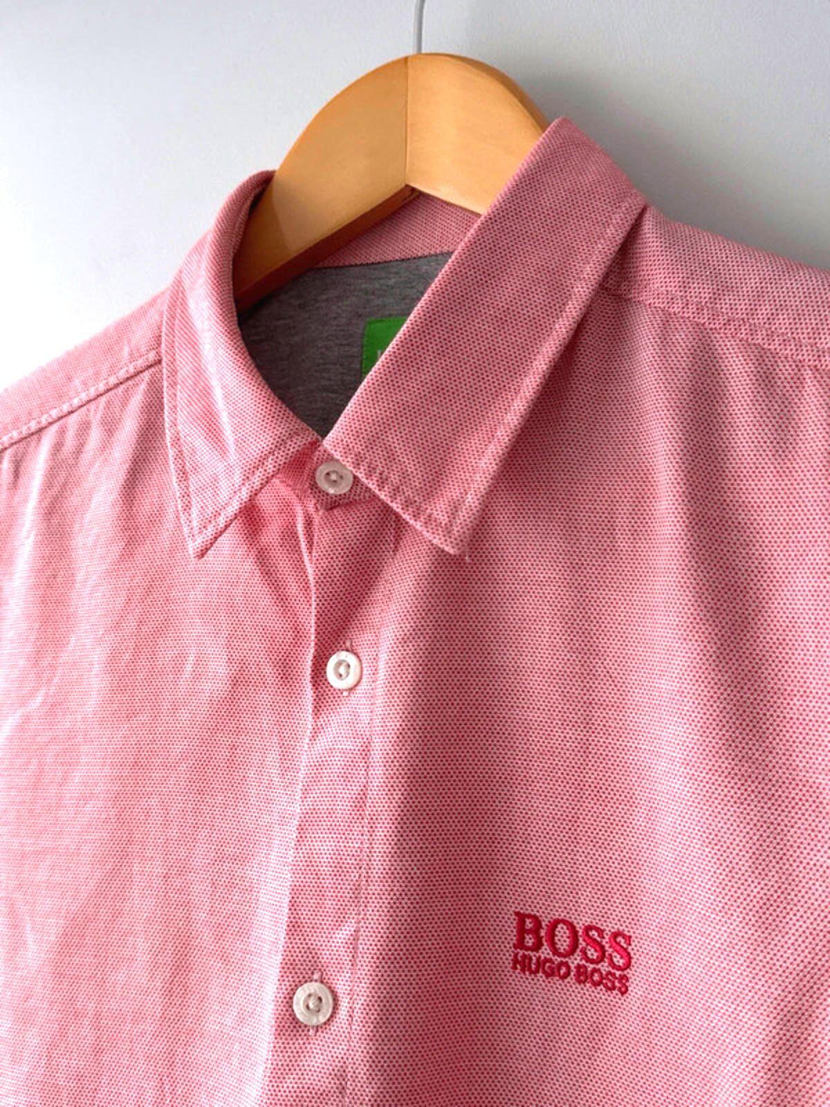 Men’s Hugo Boss Modern Fit Chambray Shirt In Pink - Medium - 0253