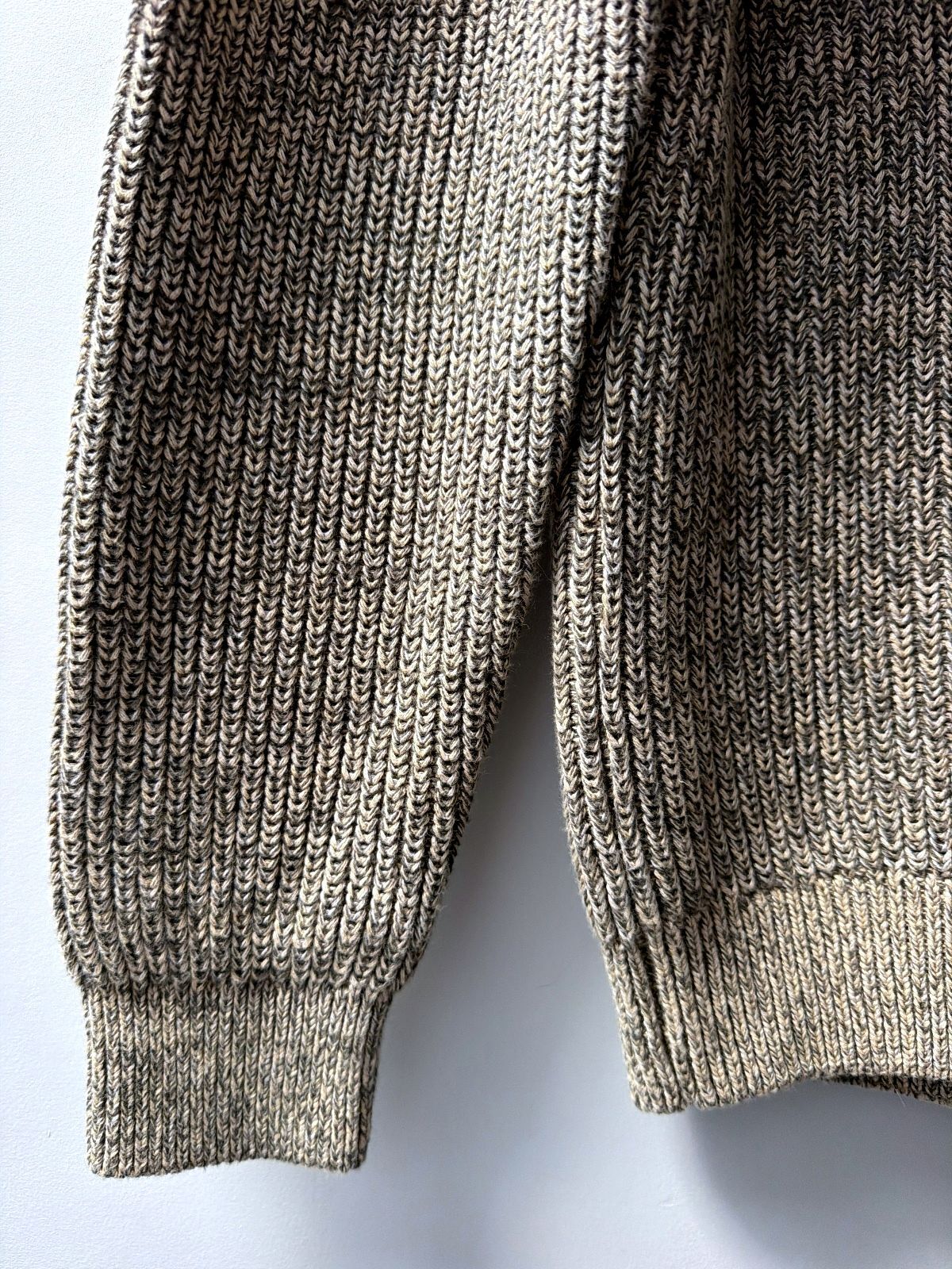 Mens Folk Cable Knit Funnel Neck Jumper Top In beige - Large - 3799