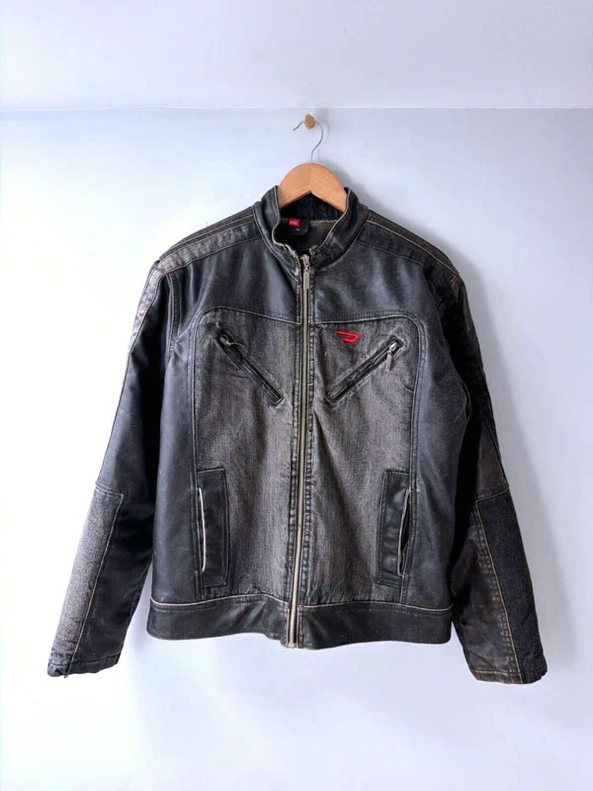 Men’s Diesel Biker Jacket In Washed Black Colour - XXLarge - 3551