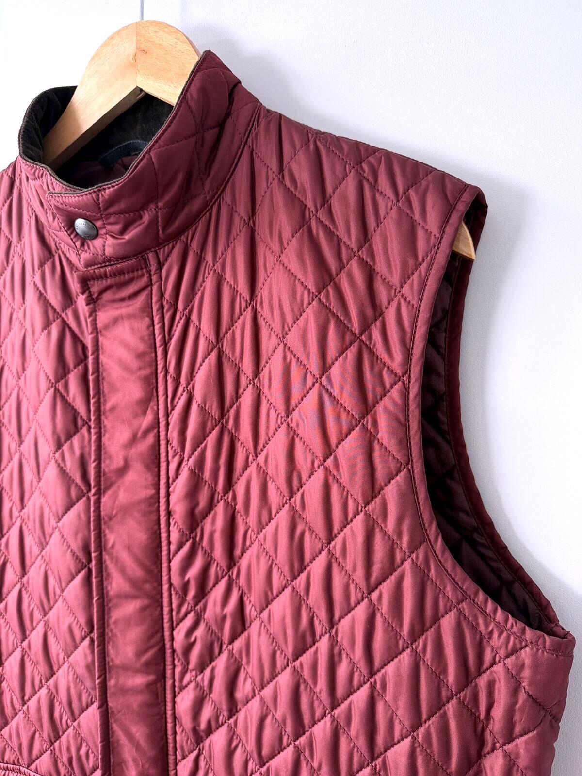 Mens Belstaff Quilted Sleeveless Gilet Vest in Burgundy - Large - 3529