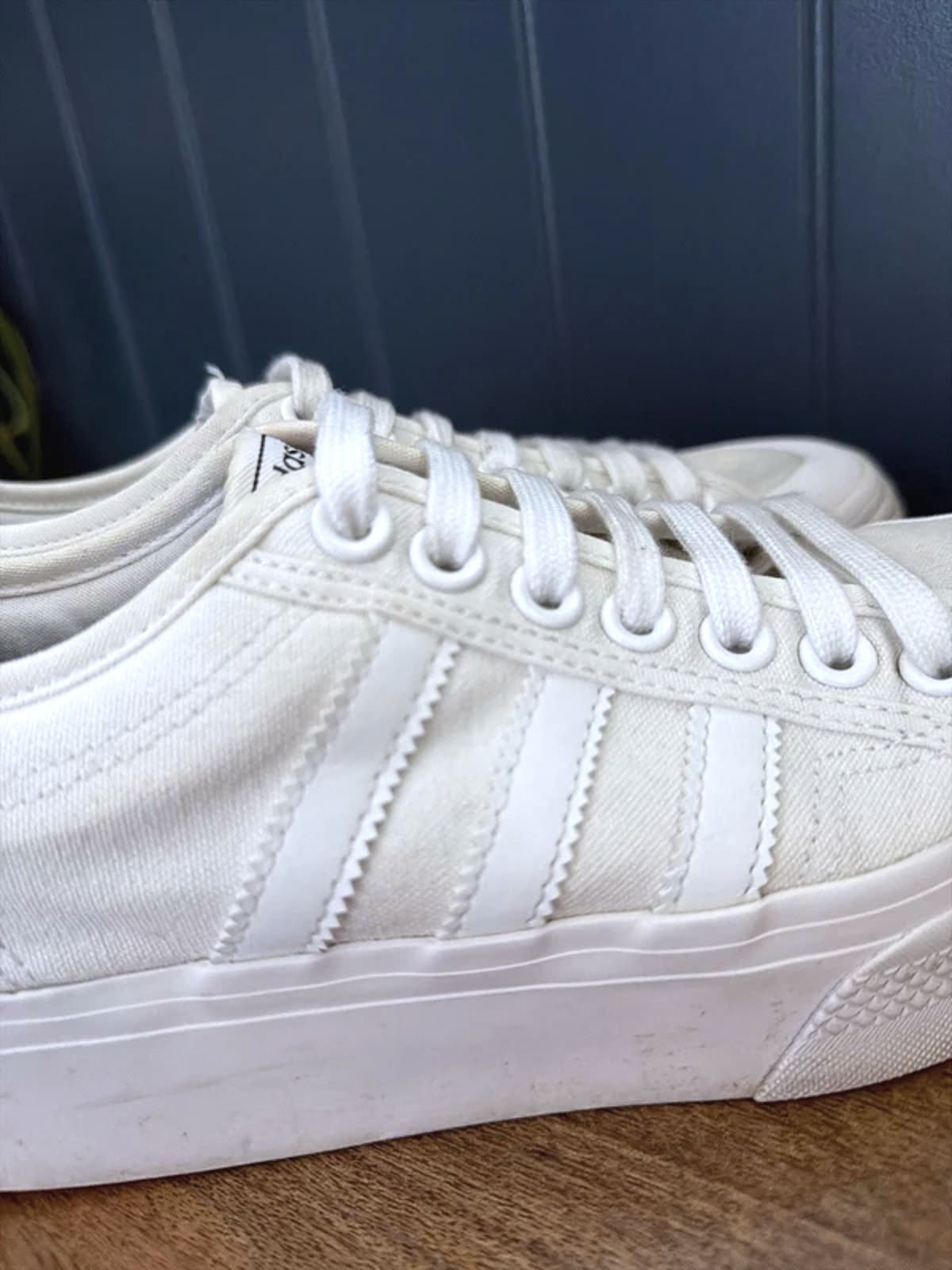 Women’s Adidas Nizza Chunky Sole Trainers In White - Uk6.5 - 3286