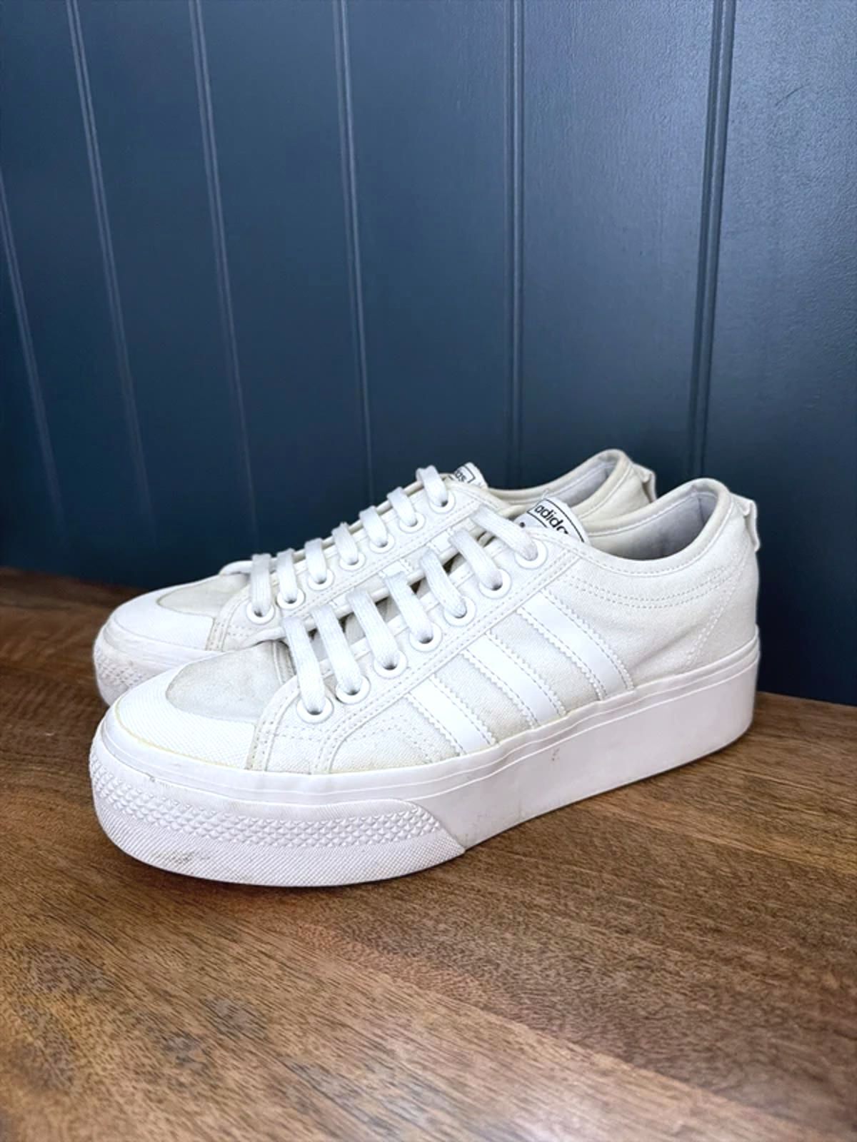 Women’s Adidas Nizza Chunky Sole Trainers In White - Uk6.5 - 3286