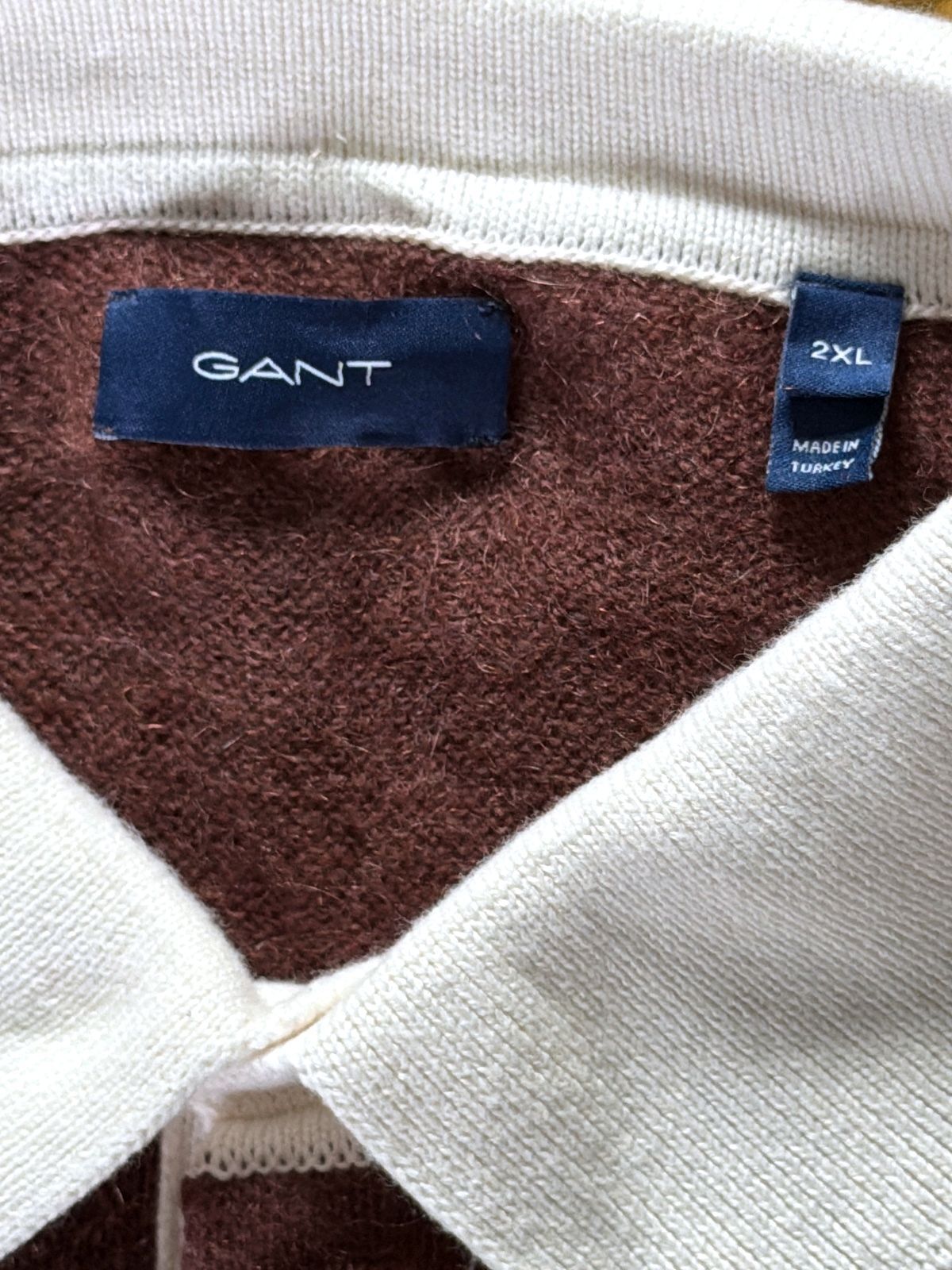 Men’s GANT Mohair & Wool Blend Striped Knitted Polo Sweater Top - XXLarge - 3717