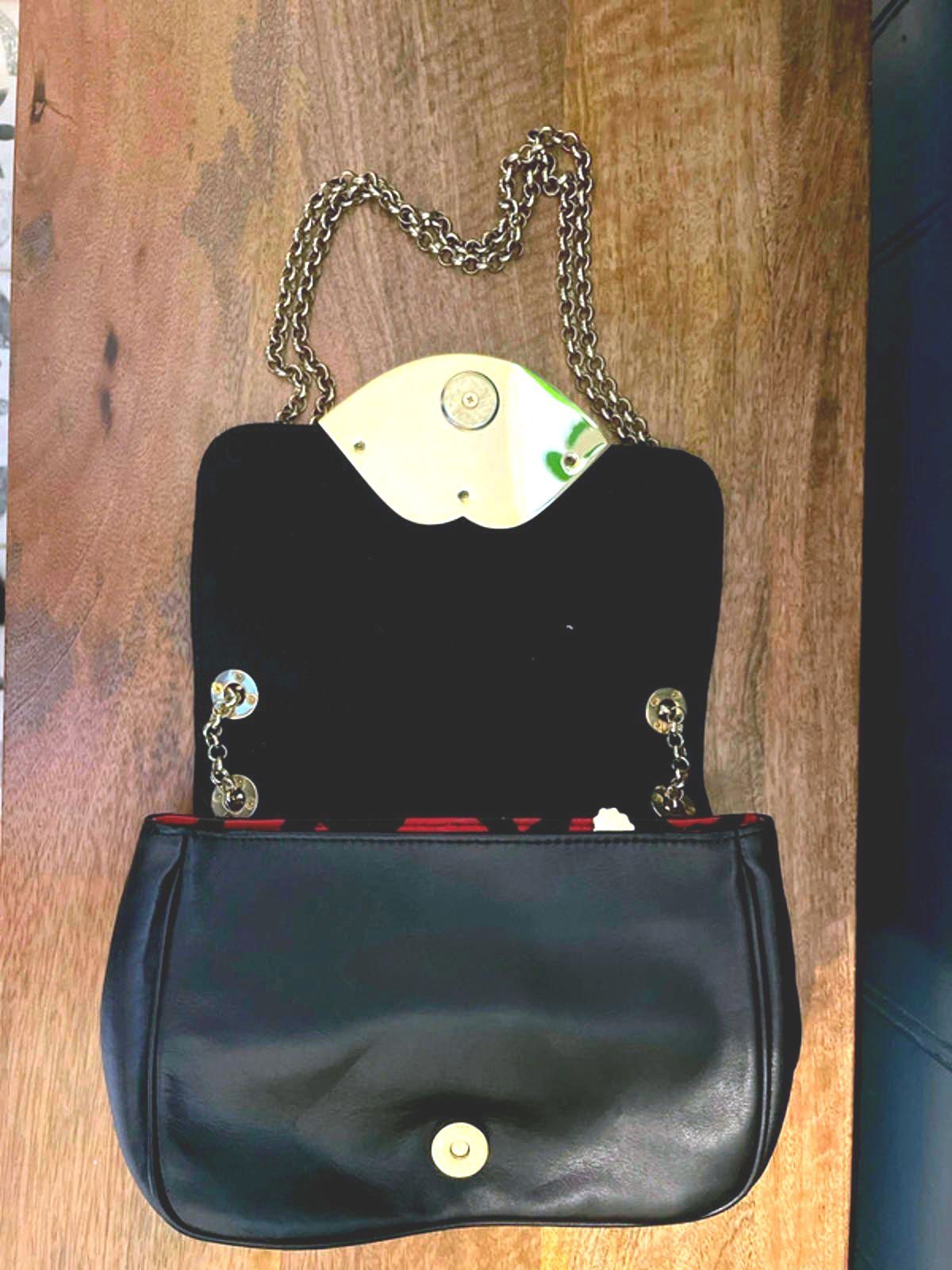 Women’s Lulu Guinness Eva Leather Shoulder Clutch Crossbody Bag In Black - 2849