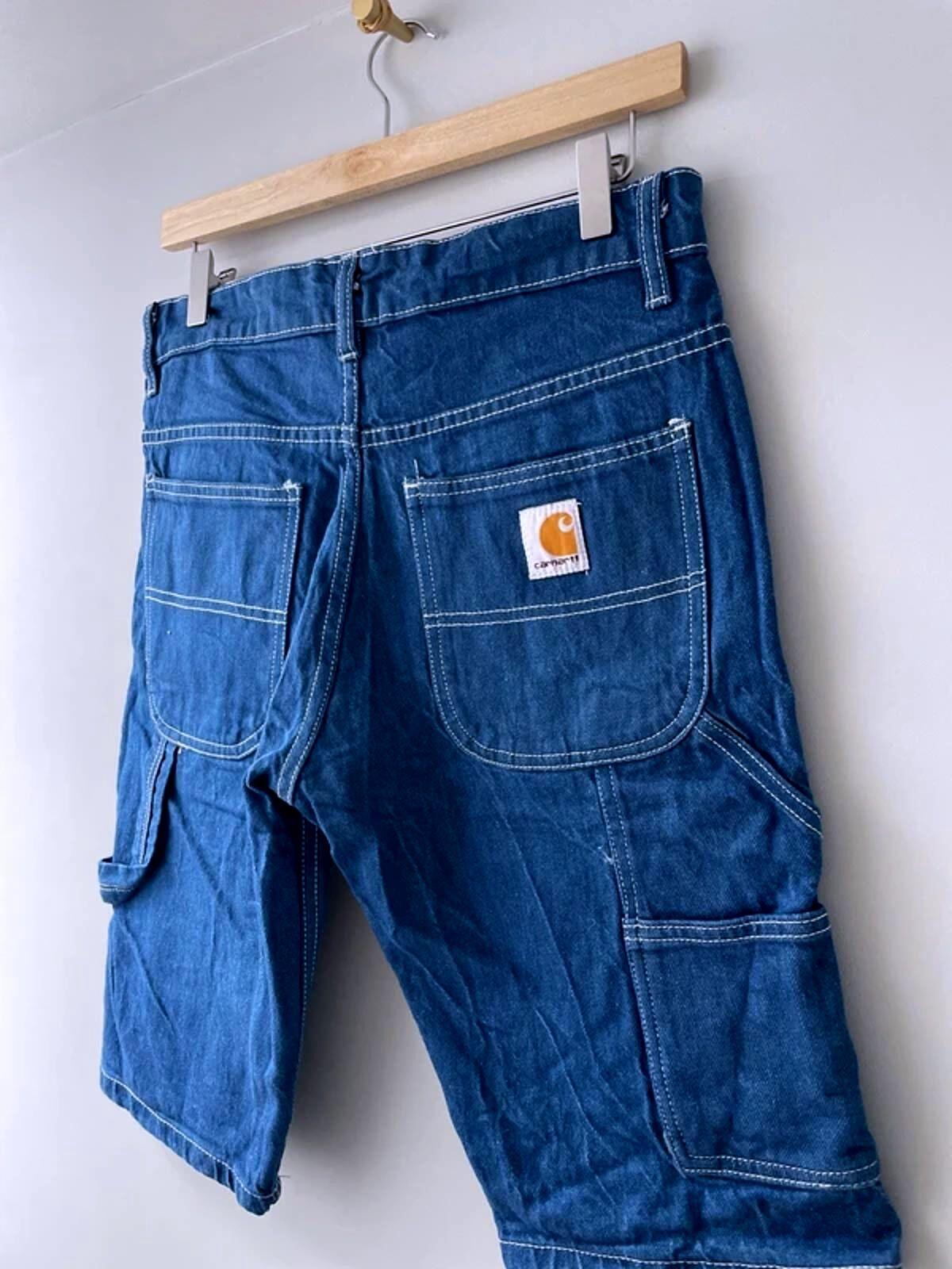 Men’s Carhartt Baggy Fit Cargo Denim Shorts In Navy Blue - W32/L11 - 3146