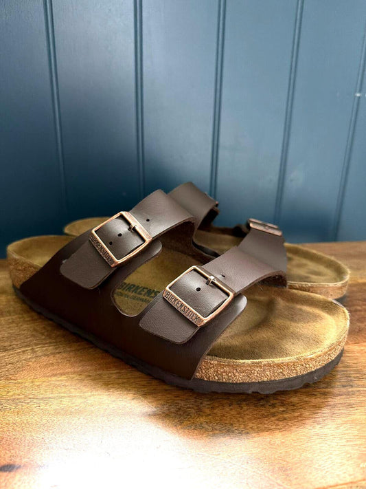 Mens Birkenstock Arizona Leather Double Strap Sandals In Brown - Uk9 - 3542