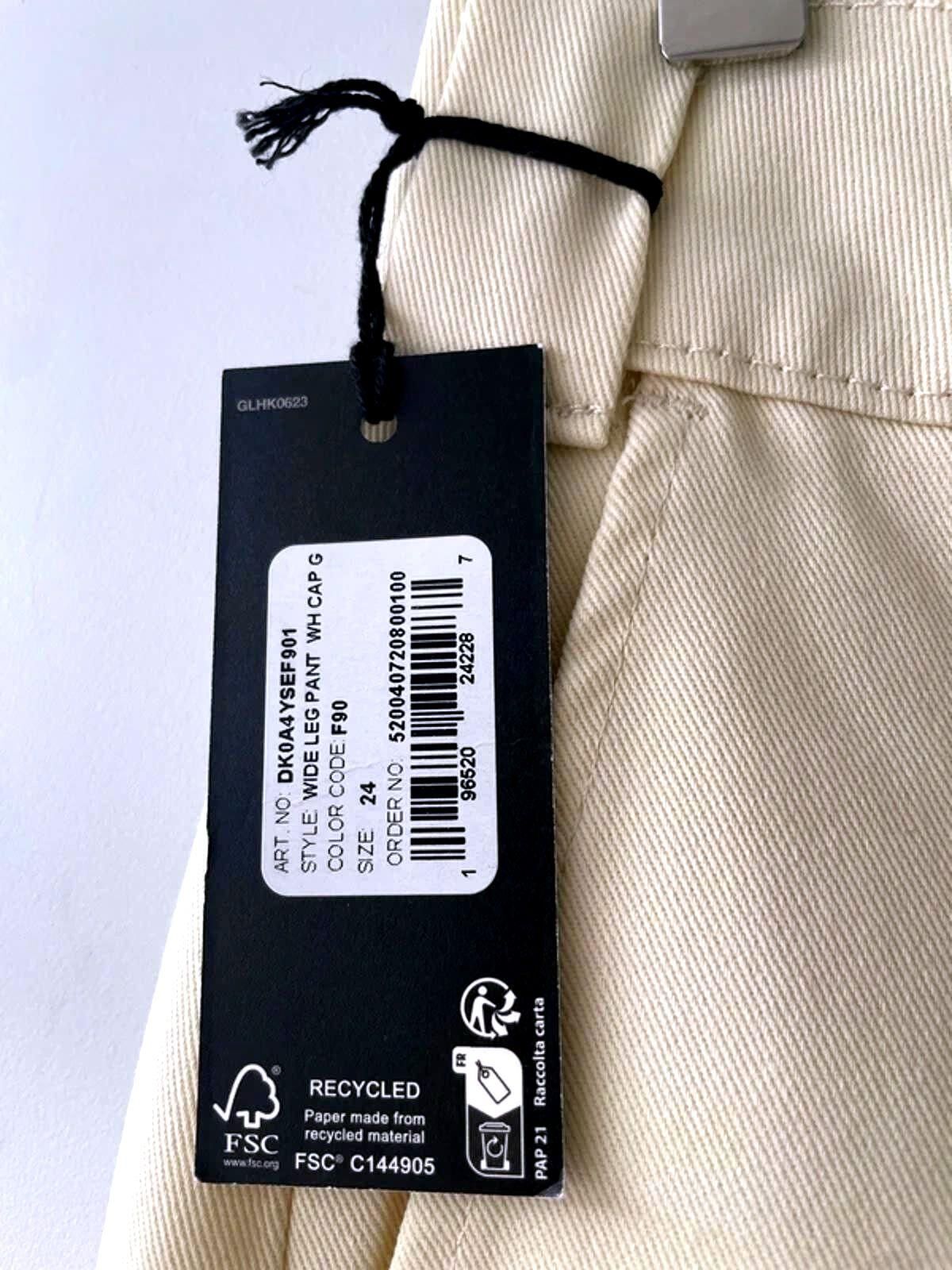 Women’s Dickies Wide Leg Chino Trousers In Cream - W24/L32 - 3006