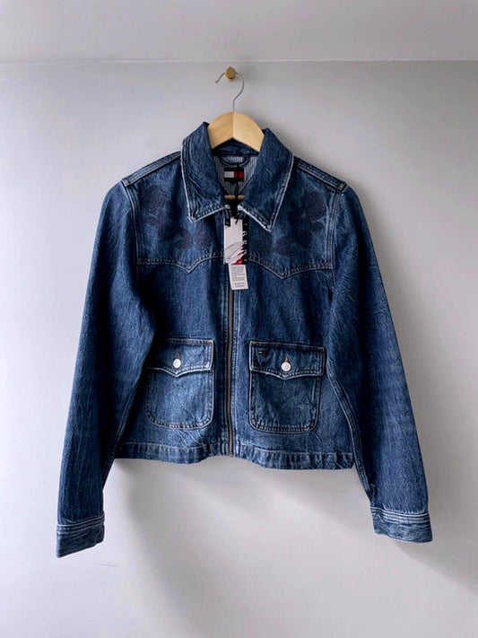 Women’s Tommy Hilfiger Embroidered Detail Denim Jacket In Navy - Small -2432