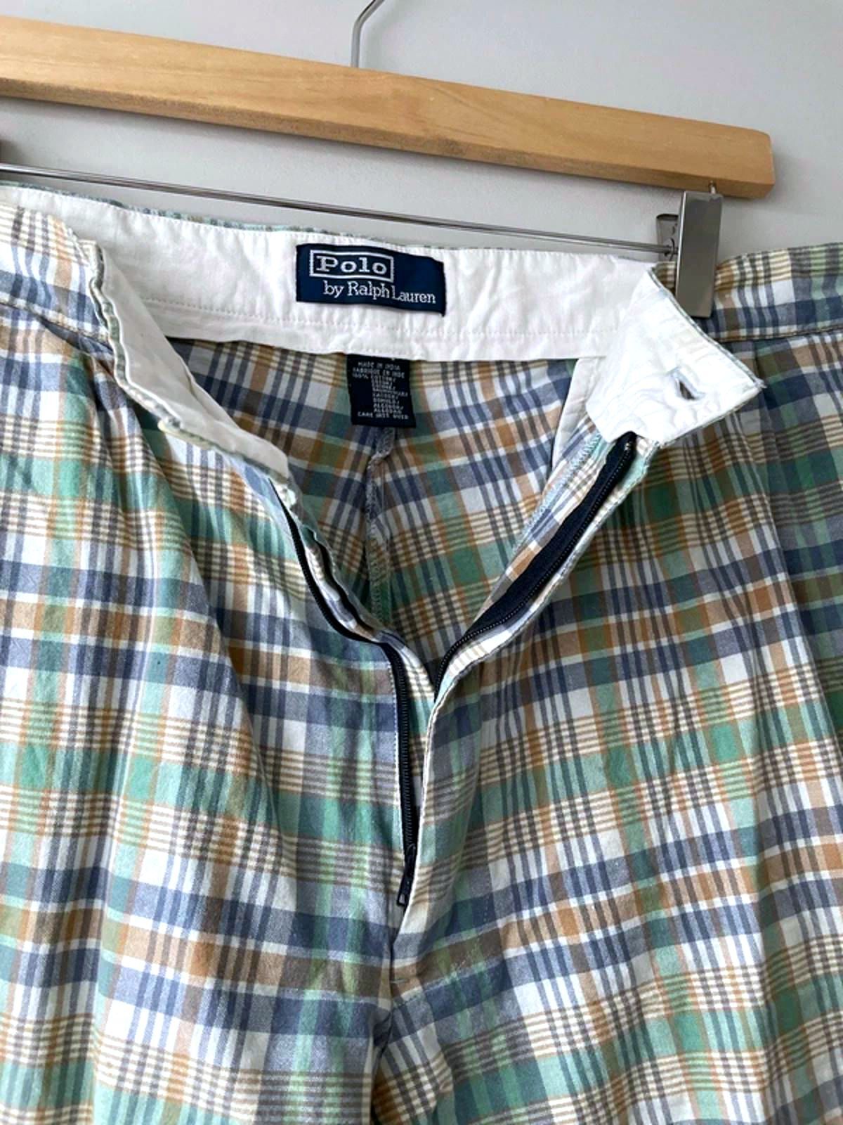 Men’s Ralph Lauren Check Shorts in Green/Blue - W34/L9 - 3144