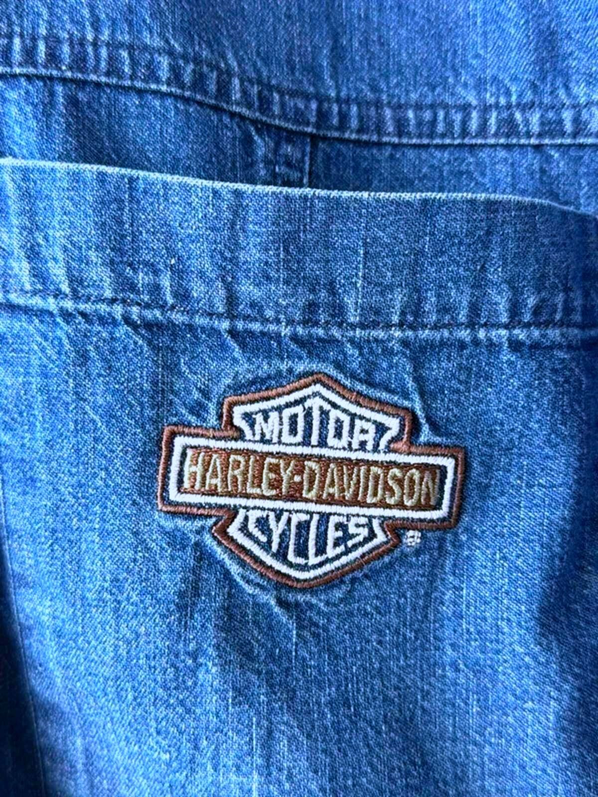 Men's Harley Davidson Vintage Oversized Fit Denim Shirt In Navy - Large - 3380