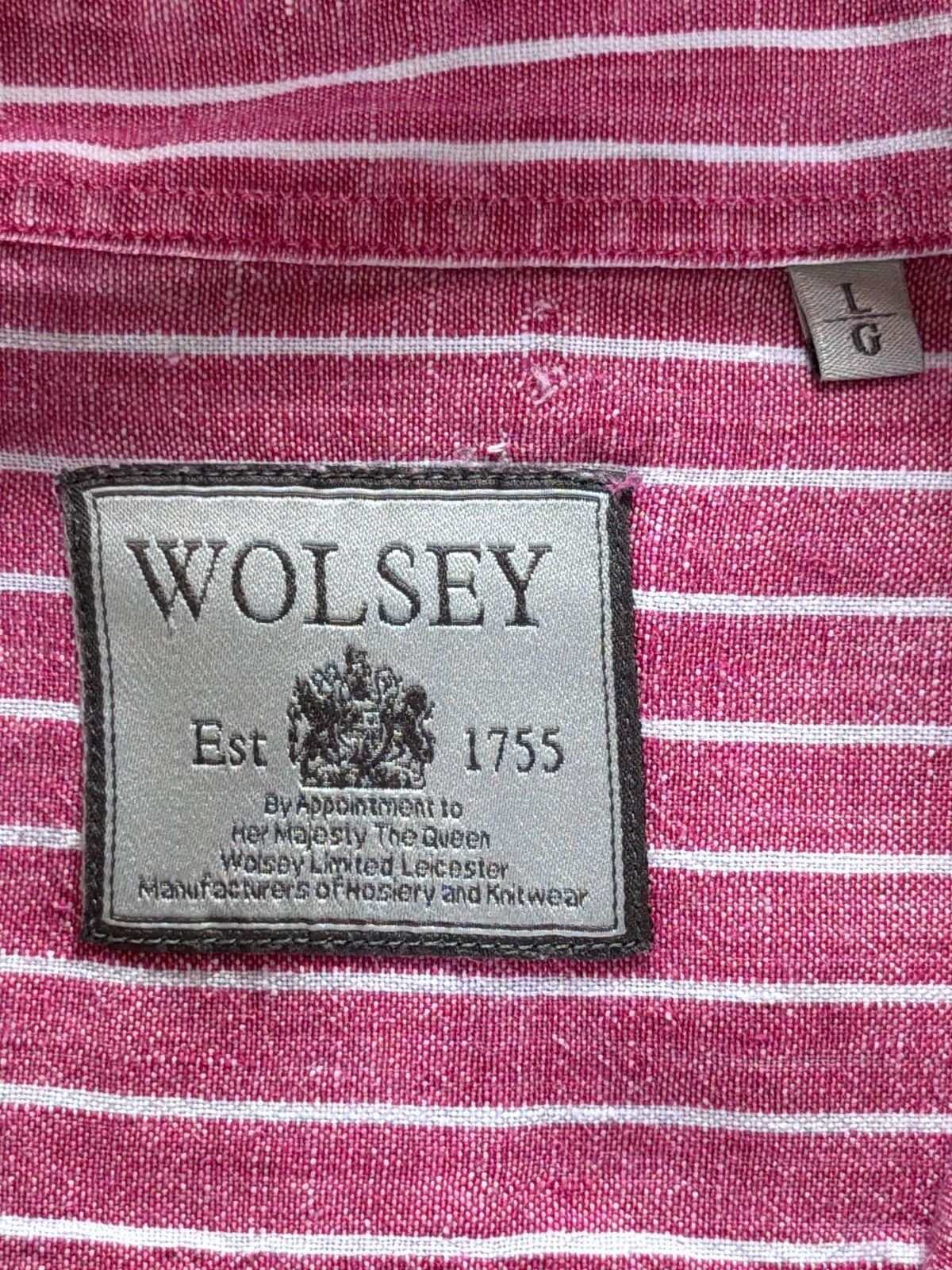 Men’s Wolsey Premium Striped 100% Linen Shirt In Pink - Large - 3780