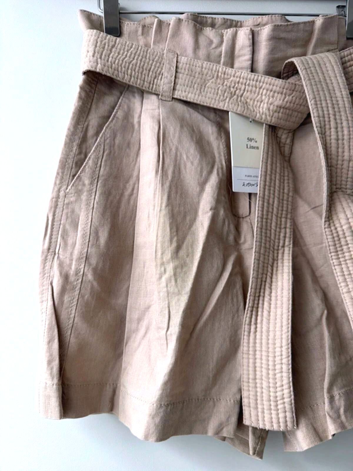 Women’s & Other Stories Linen High Waisted Tie Front Style Shorts - Uk6 - 3444
