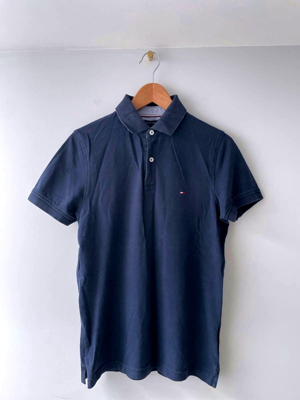 Men’s Tommy Hilfiger Slim Fit Polo Top In Navy - Small - 1595