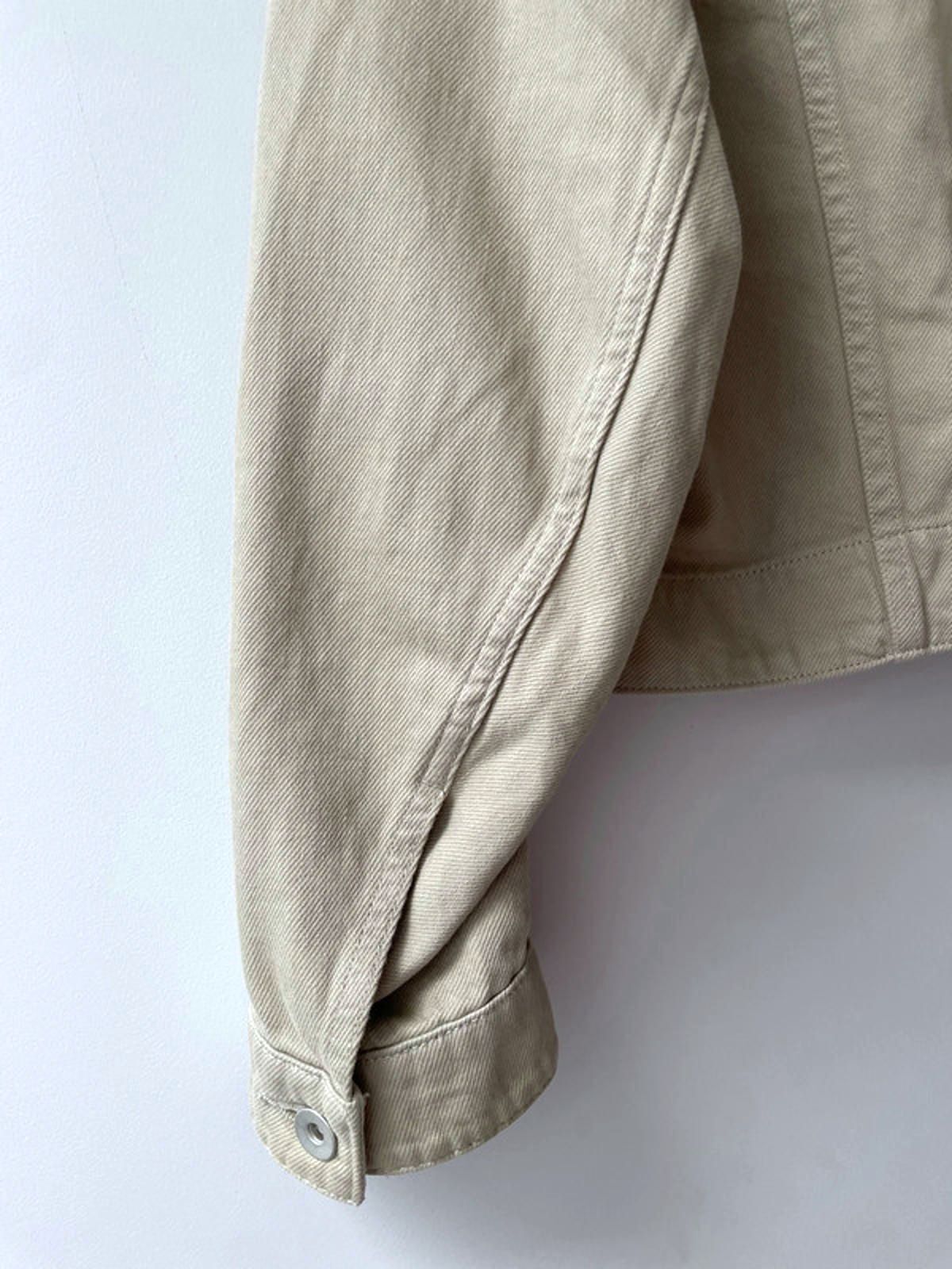Women’s Uniqlo Cropped Oversized Fit Denim Jacket In Beige - Medium - 2027