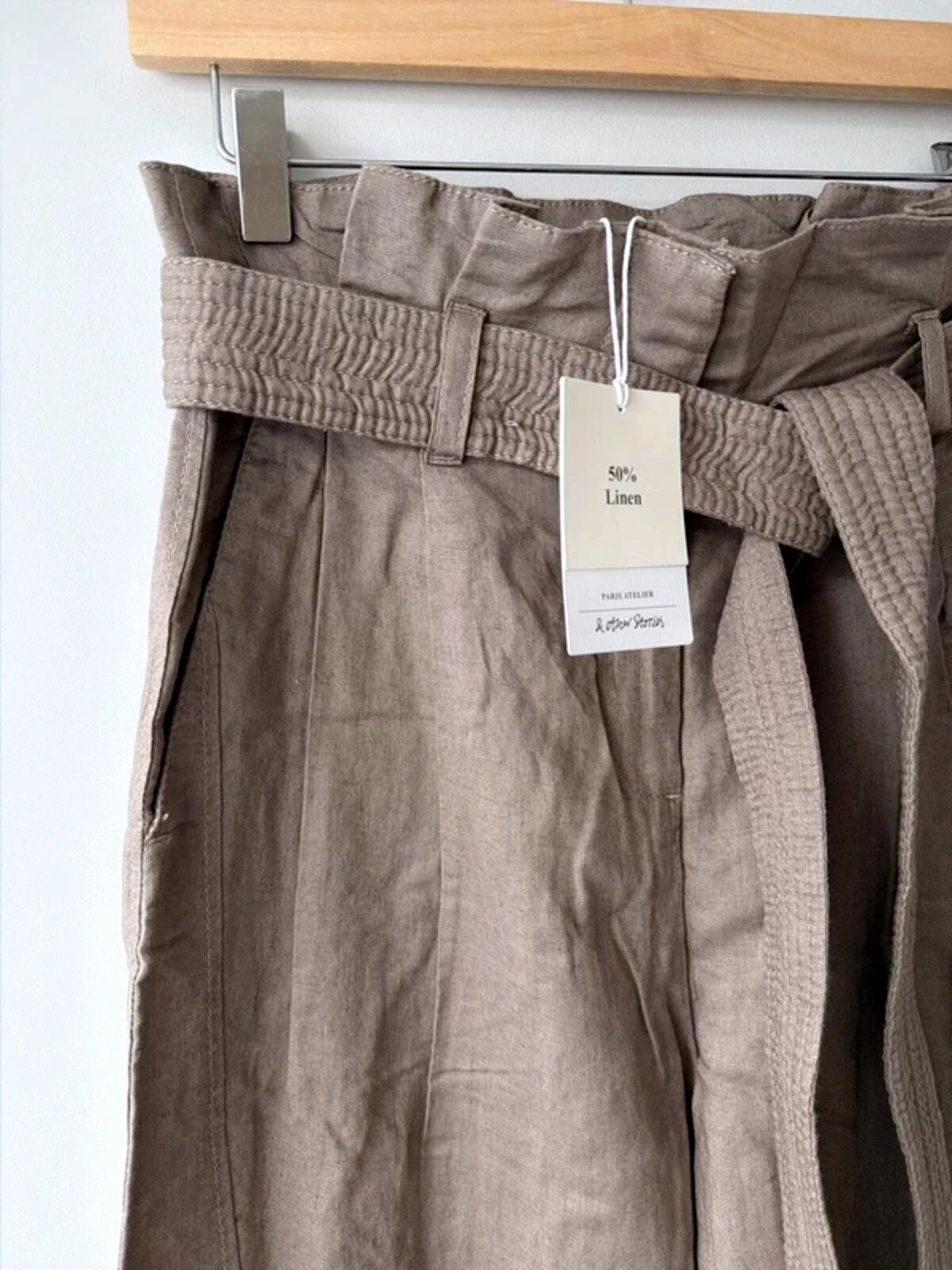 Women’s & Other Stories linen tie front paperbag style trousers - Uk4 - 3368