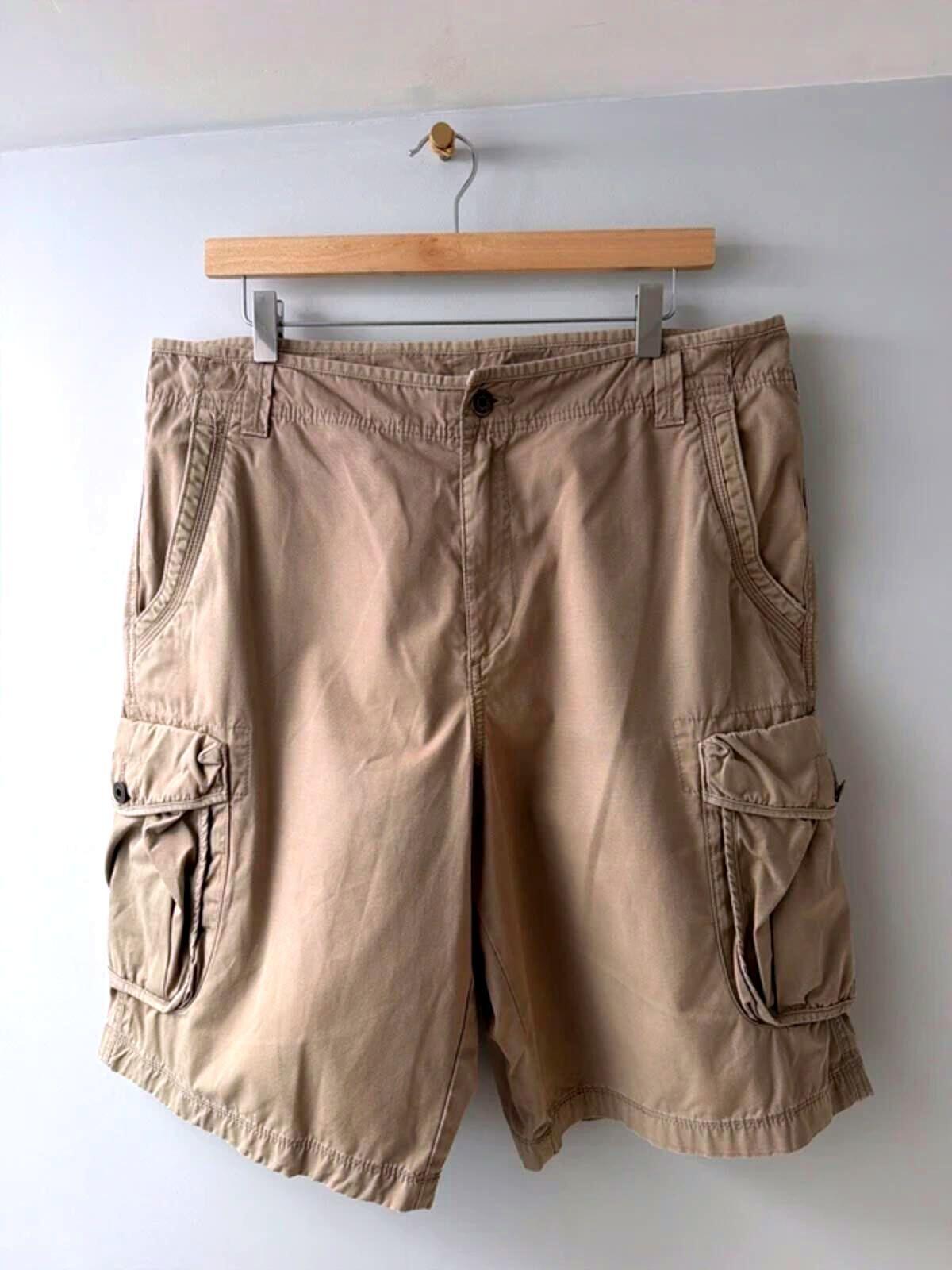 Men’s Baggy Fit Cargo Combat Shorts In Beige - W36 - 3404