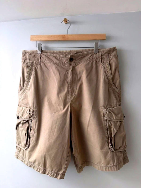 Men’s Baggy Fit Cargo Combat Shorts In Beige - W36 - 3404