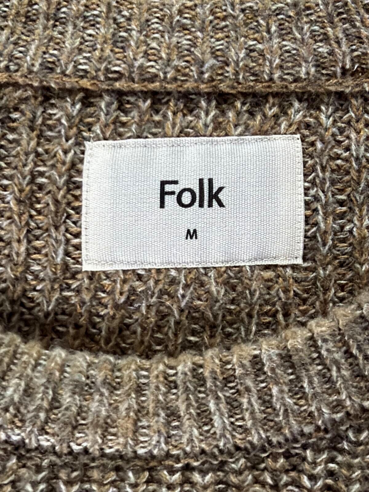 Mens Folk Wool Blend Cable Knit Crew Neck Jumper Top In beige - Medium - 3497