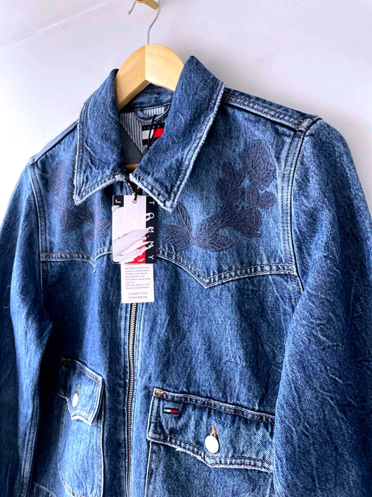 Women’s Tommy Hilfiger Embroidered Detail Denim Jacket In Navy - Small -2432