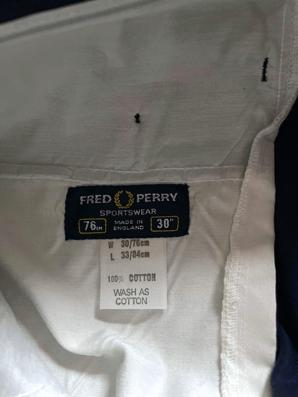 Men’s Fred Perry Double Pleated Wide Leg Chino Trousers In Navy - W30/L33 - 2873