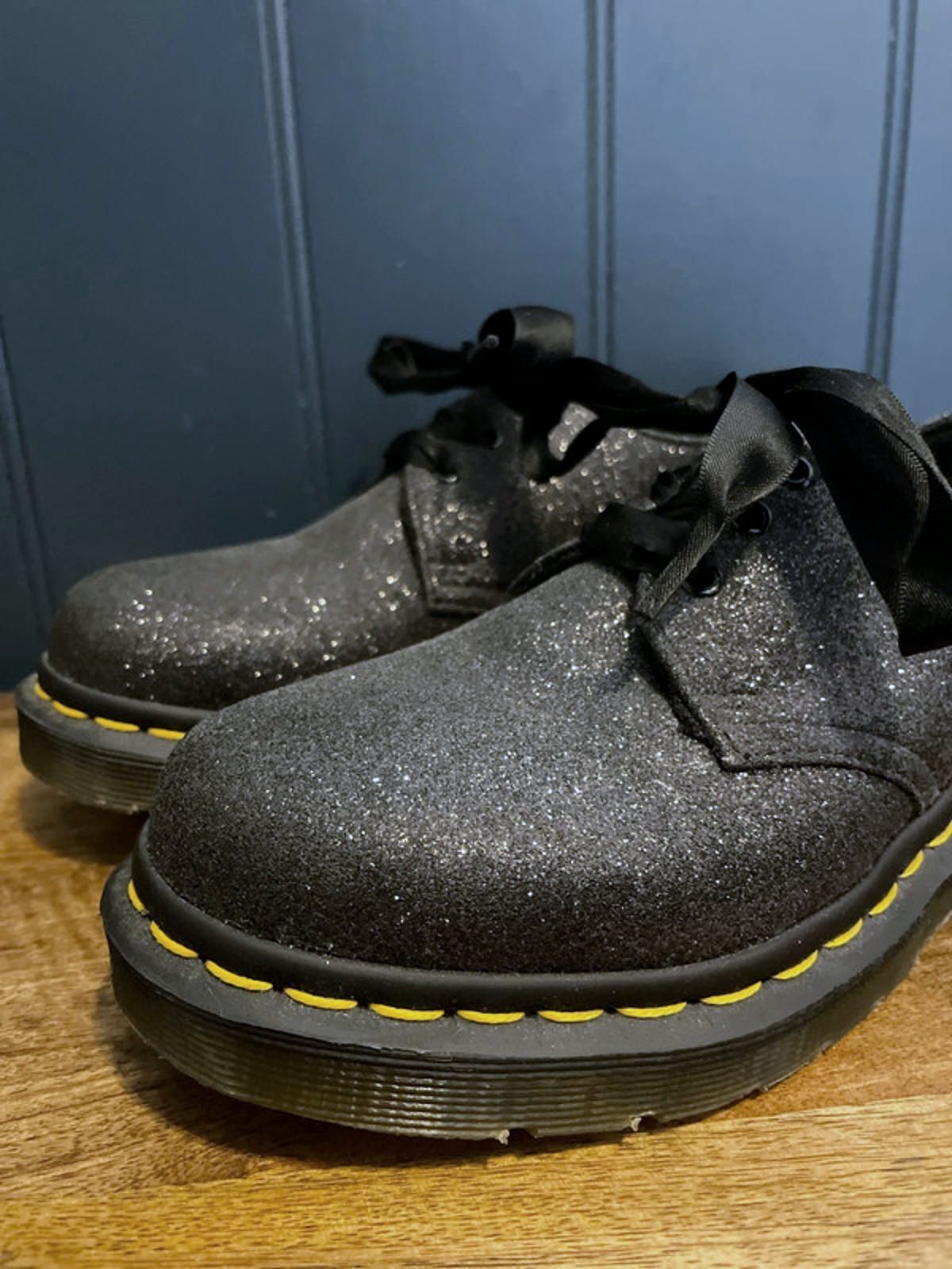 Women’s Dr Martens 1461 Farrah Chunky Sole Glitter Shoes in Black - UK4 - 2554
