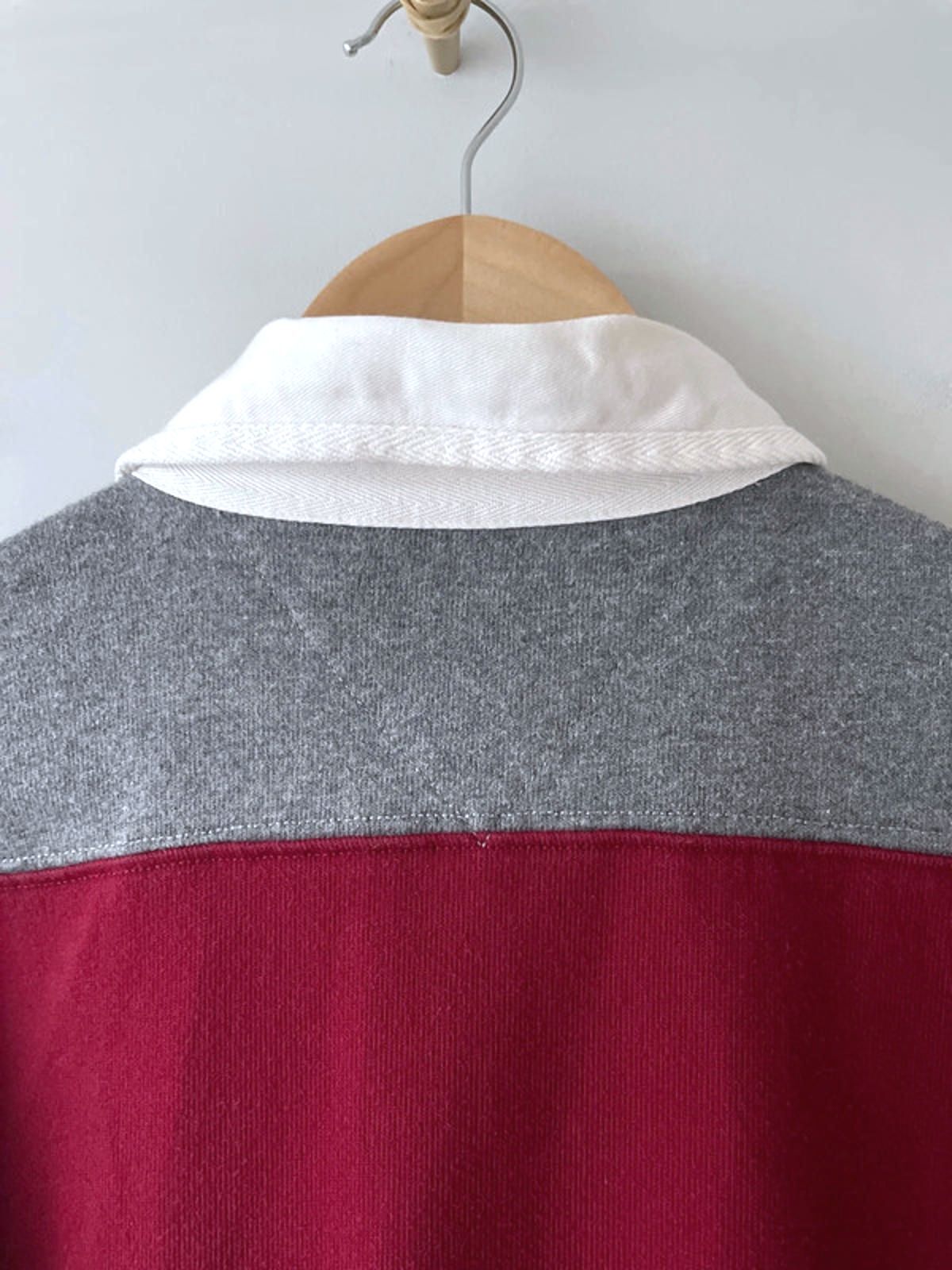 Men’s Tommy Hilfiger Stripped Rugby Polo Top In Grey/Red - Medium - 2533